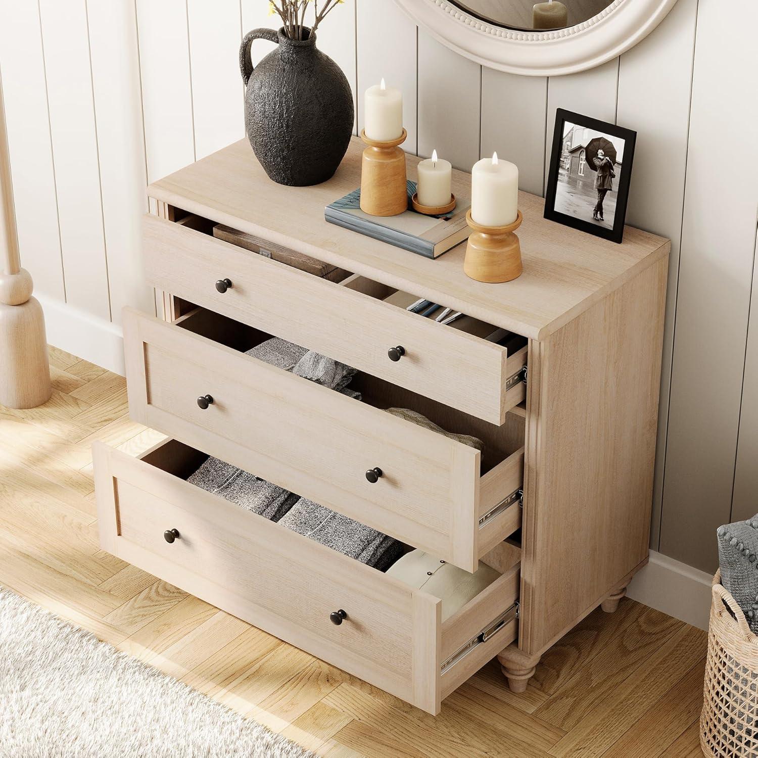 Ophelia & Co. Nightstand For Bedroom With 3 Drawers, Mid Century Modern Wooden Closet Storage Organizer