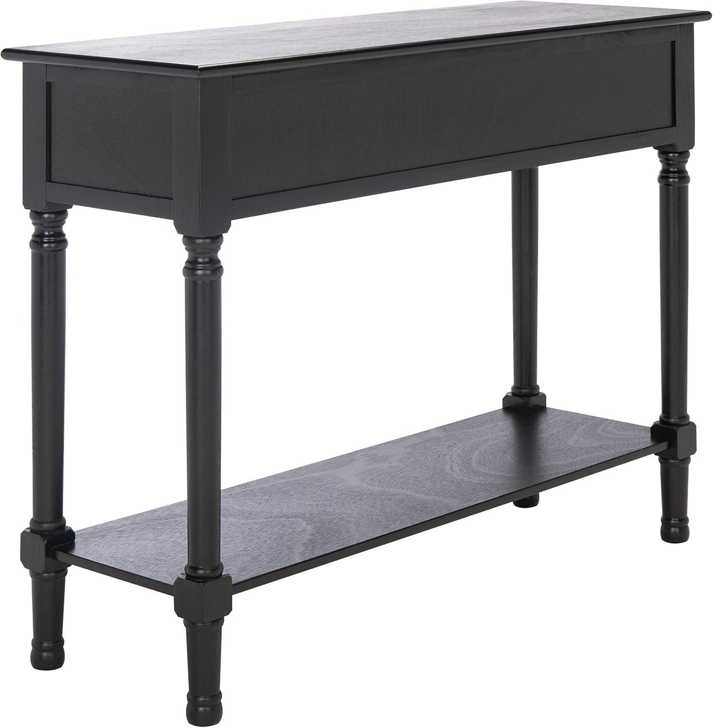 Landers Black Wood 2-Drawer Console Table with Storage