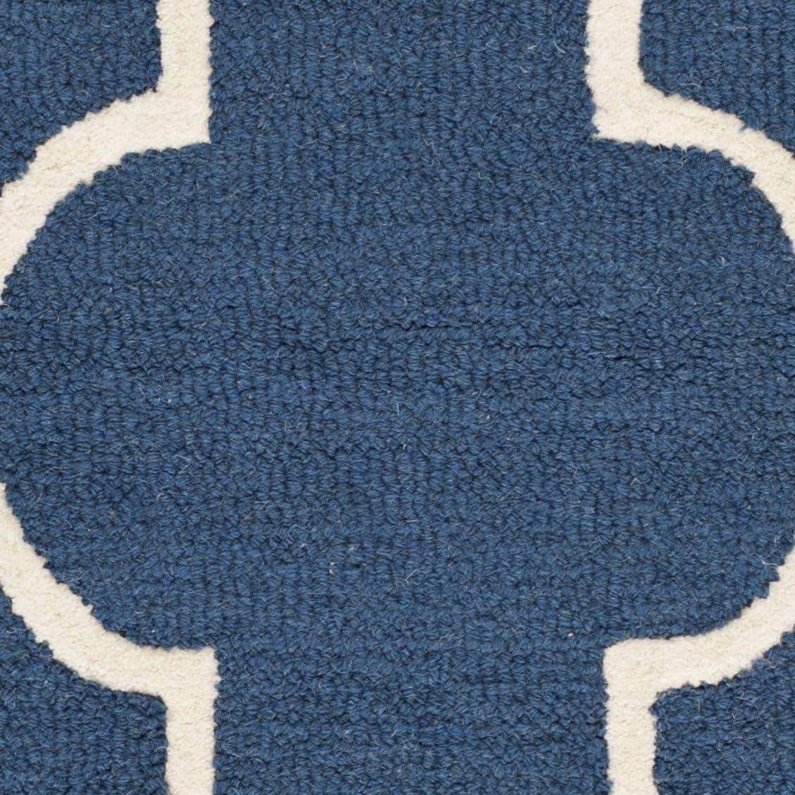 SAFAVIEH Cambridge Collection 5' x 8' Navy/Ivory CAM134G Handmade Moroccan Trellis Premium Wool Area Rug