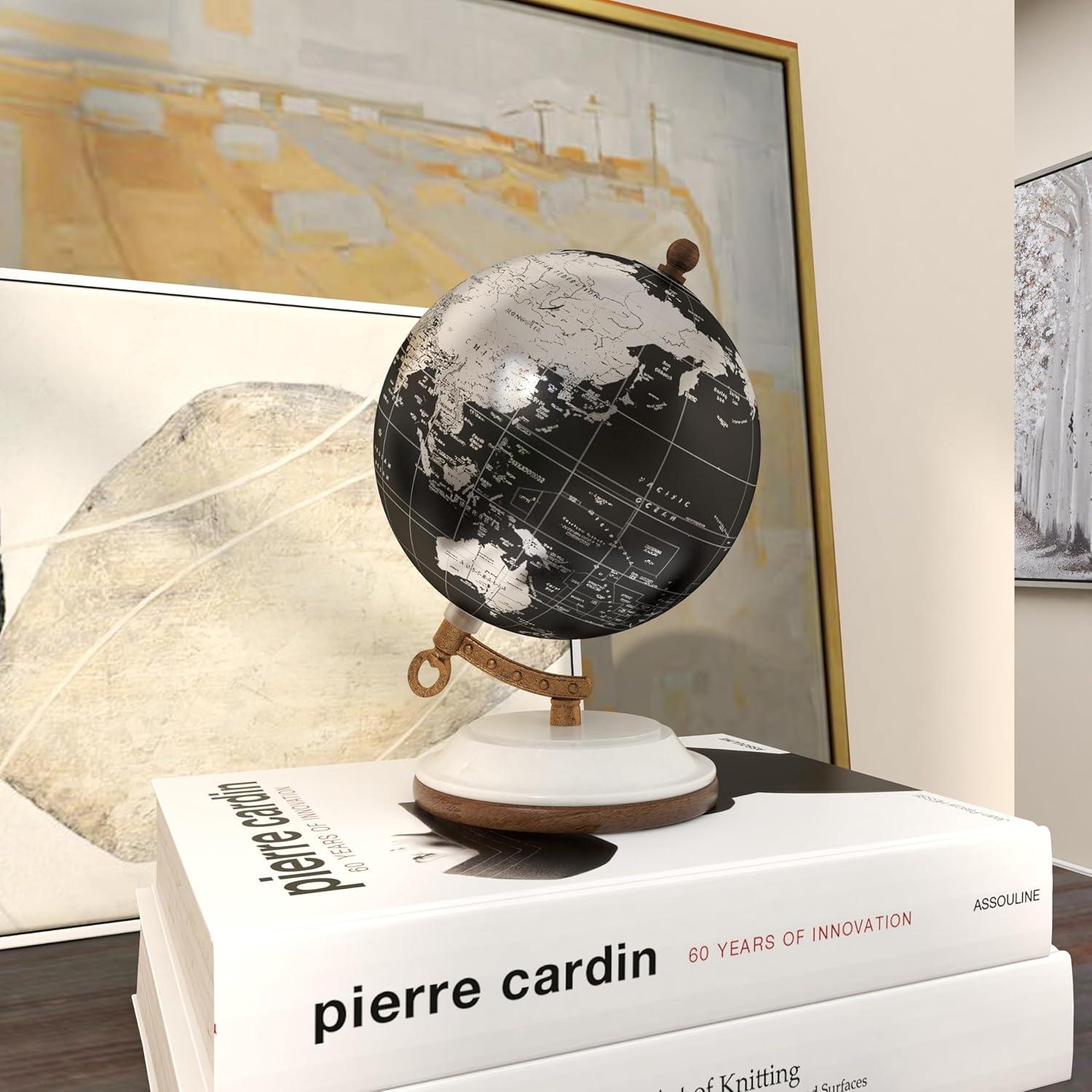 Globetrotter's Dream: Black 5" Modern Marble Base Globe