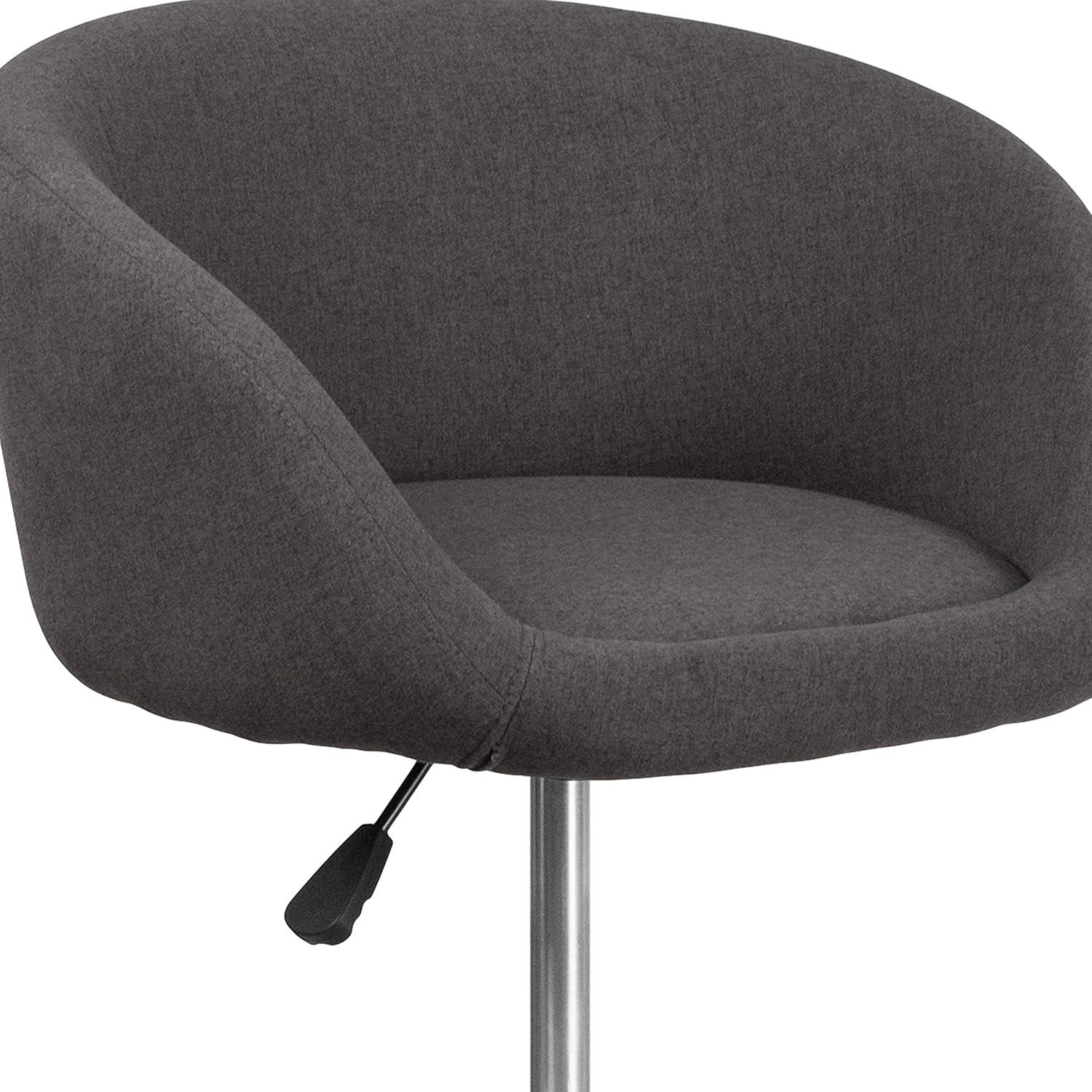 Charcoal Fabric Swivel Adjustable Barstool with Chrome Base