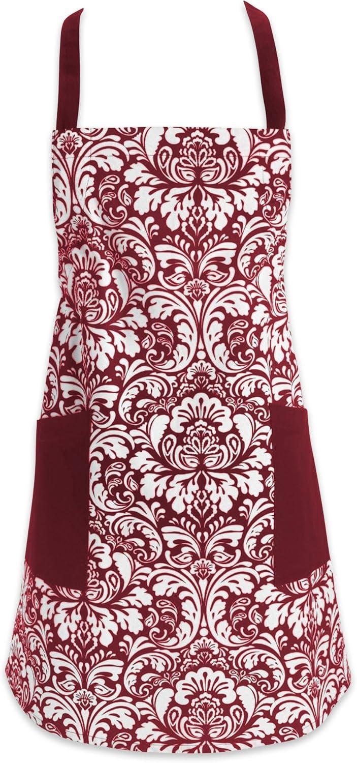 Design Imports  Damask 2 Pocket Printed Apron Wine