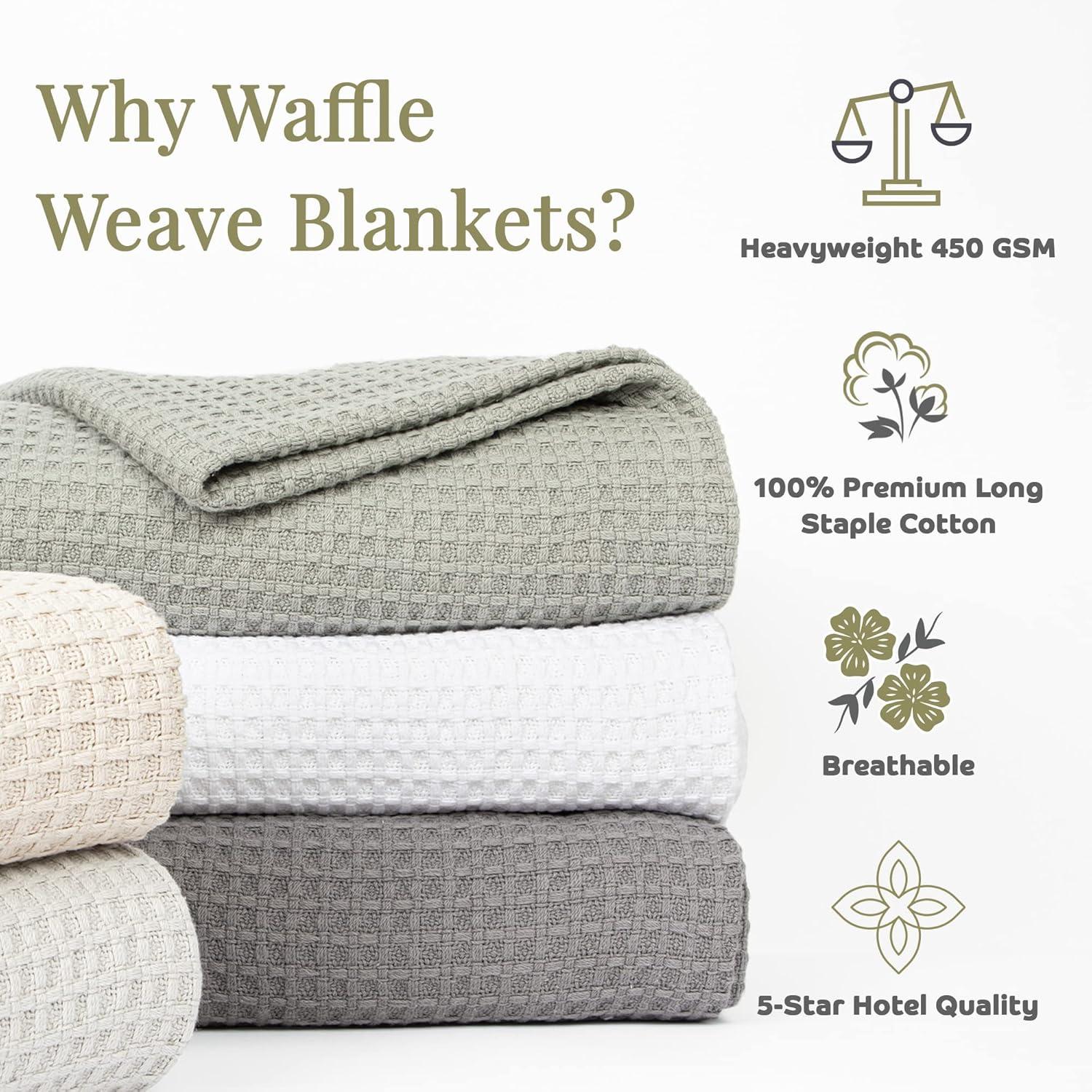 Aston & Arden Waffle Weave Cotton Bed Blanket (QUEEN Size 90x90), Soft and Breathable, Hotel Quality, 450 GSM, Beige