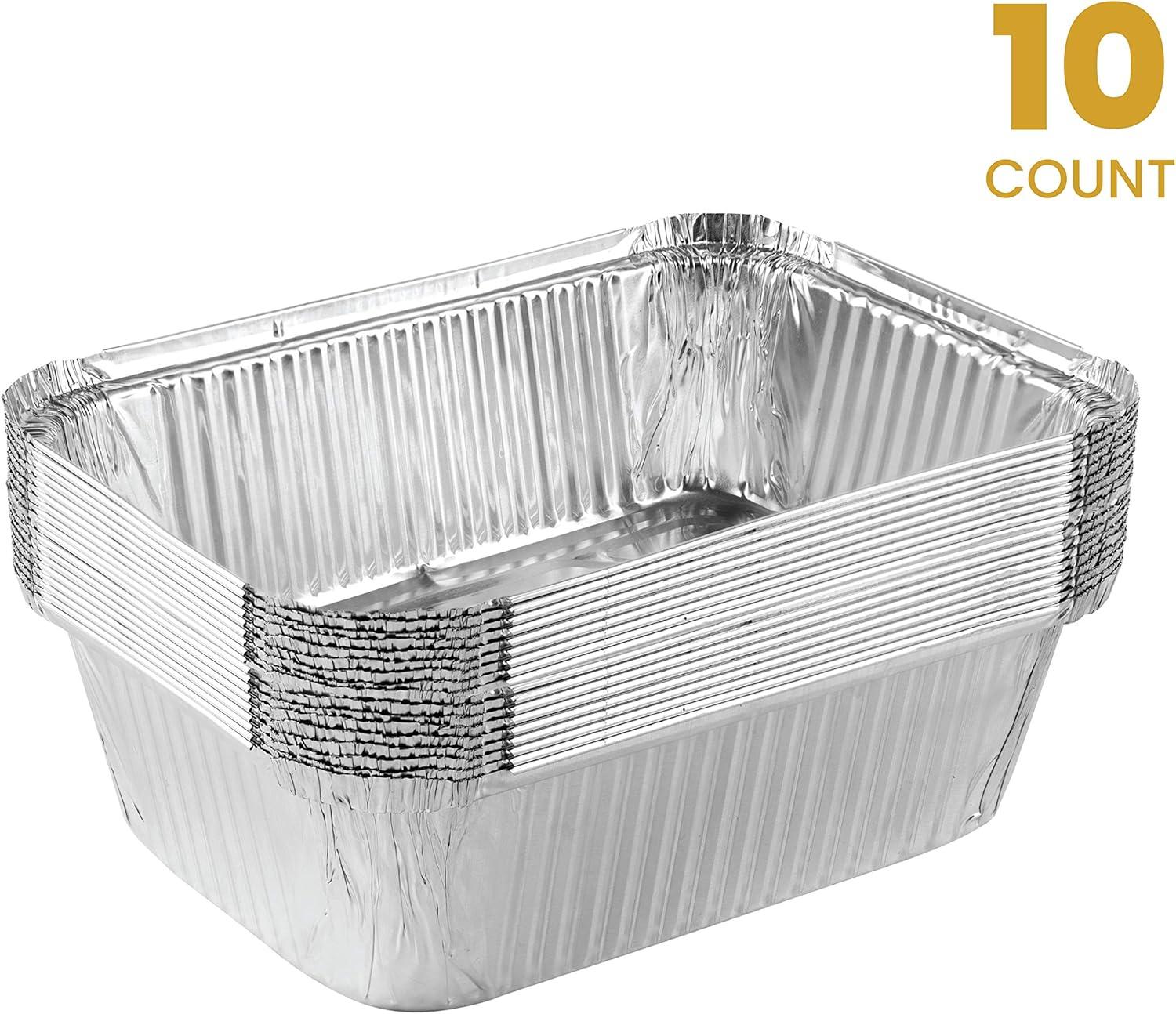 PLASTICPRO Aluminum Foil Baking Pans 7" x 10'"x 3" Oblong Tin Foil Cake Pan for Ovens