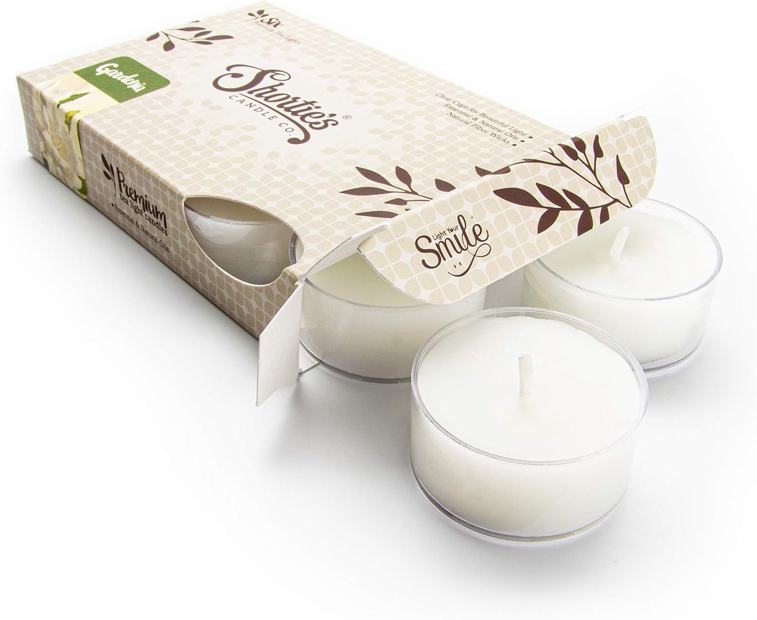 Pure Gardenia Premium Tealight Candles - Highly Scented with Essential & Natural Oils - 6 White Tea Lights - Beautiful Candlelight - Made in The USA - Flower & Floral Collection