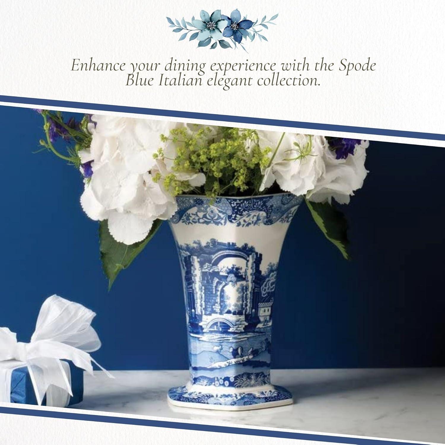 Spode Spode Blue Italian Hexagonal Vase 10.5"