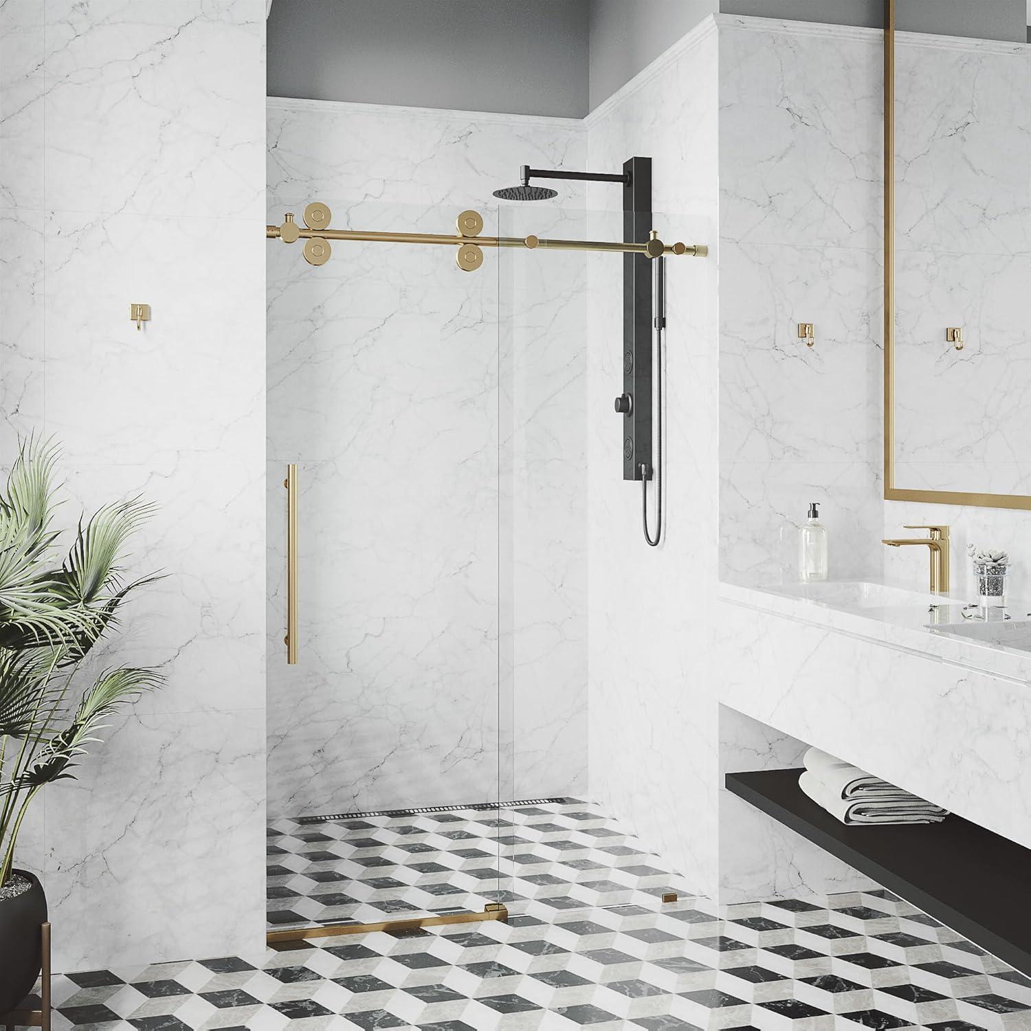 Elan 56-60" W x 74" H Sliding Frameless Shower Door with 3/8" Clear Glass