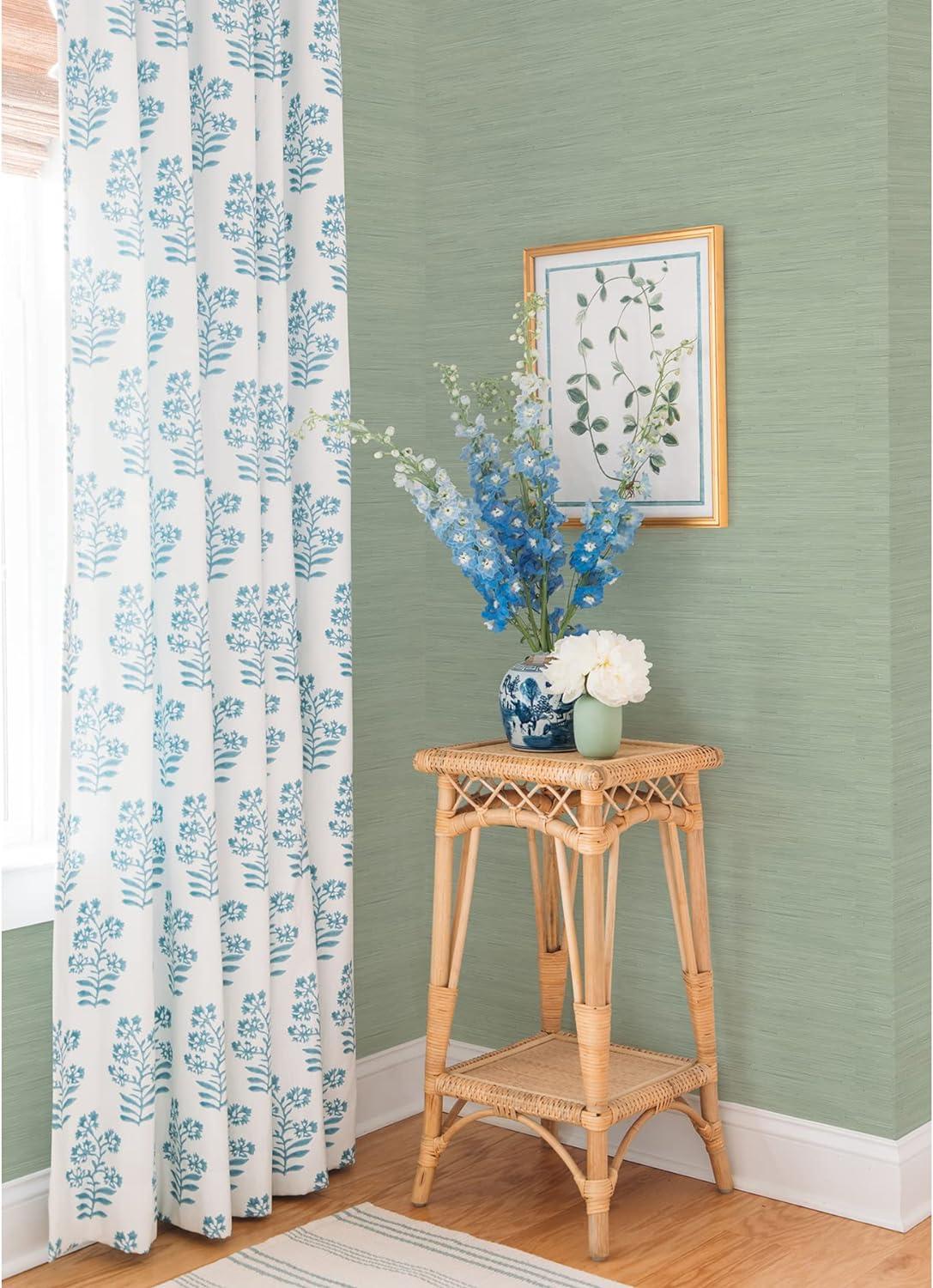 Sage Green 3D Grasscloth Peel and Stick Wallpaper