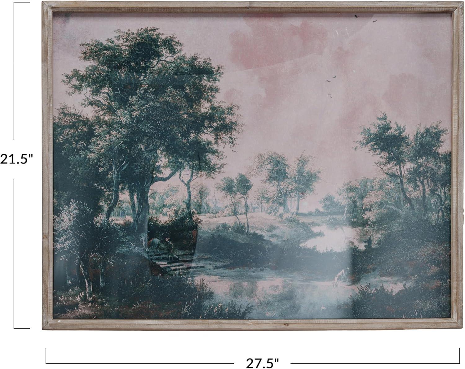 Natural Solid Wood Framed Landscape Painting