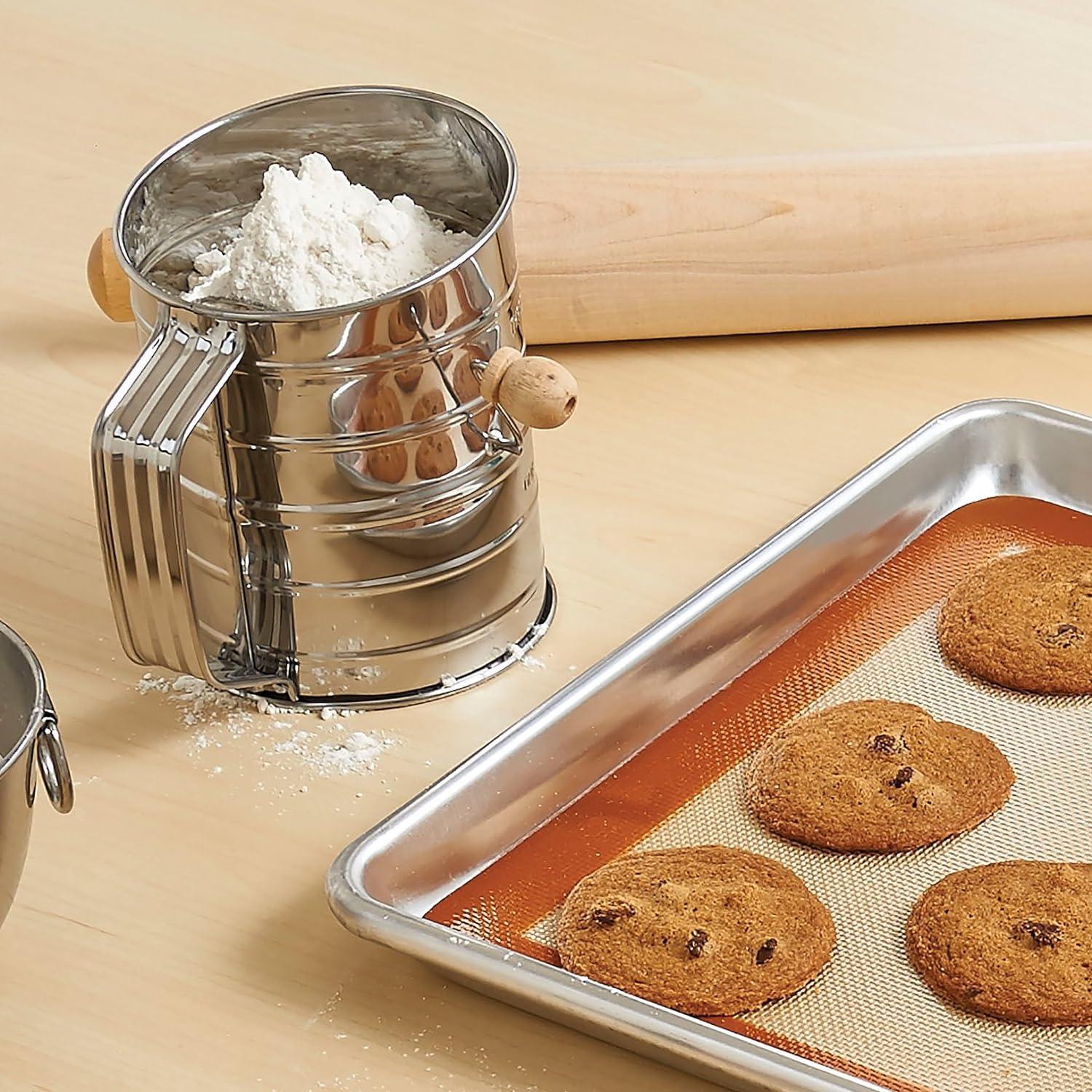 Mrs. Anderson?s Baking Hand Crank Flour Icing Sugar Sifter, Stainless Steel, 3-Cup