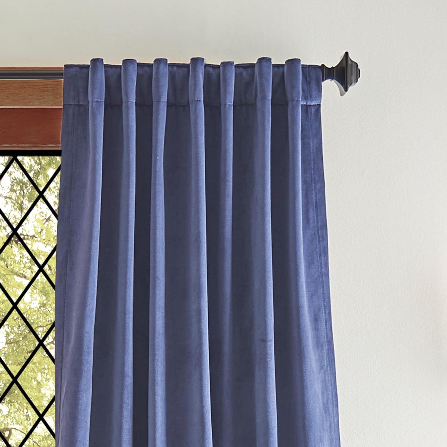 Martha Stewart Lucca Velvet Solid Max Blackout Rod Pocket Curtain Panel Pair (Set of 2) (Set of 2)