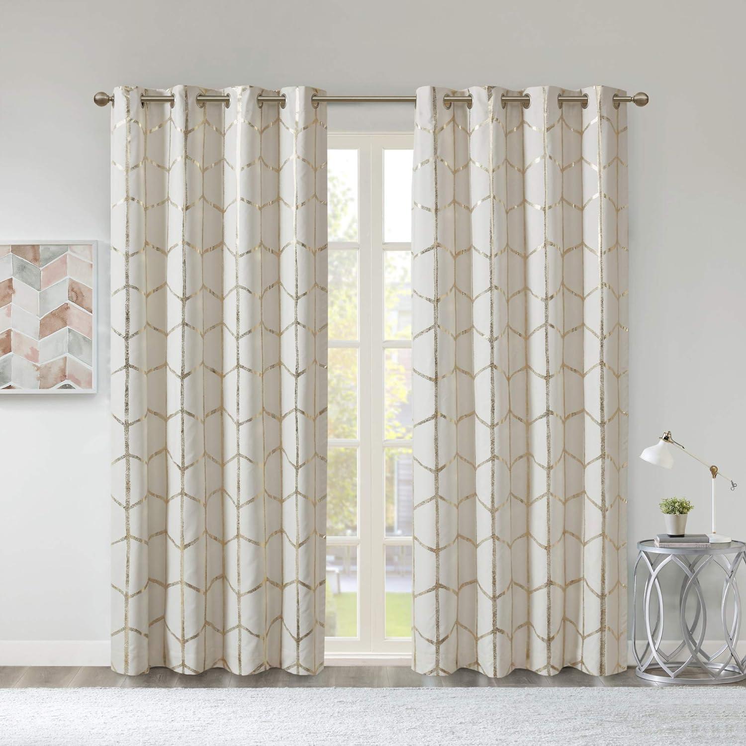 Intelligent Design Raina Geometric Total Blackout Grommet Single Curtain Panel