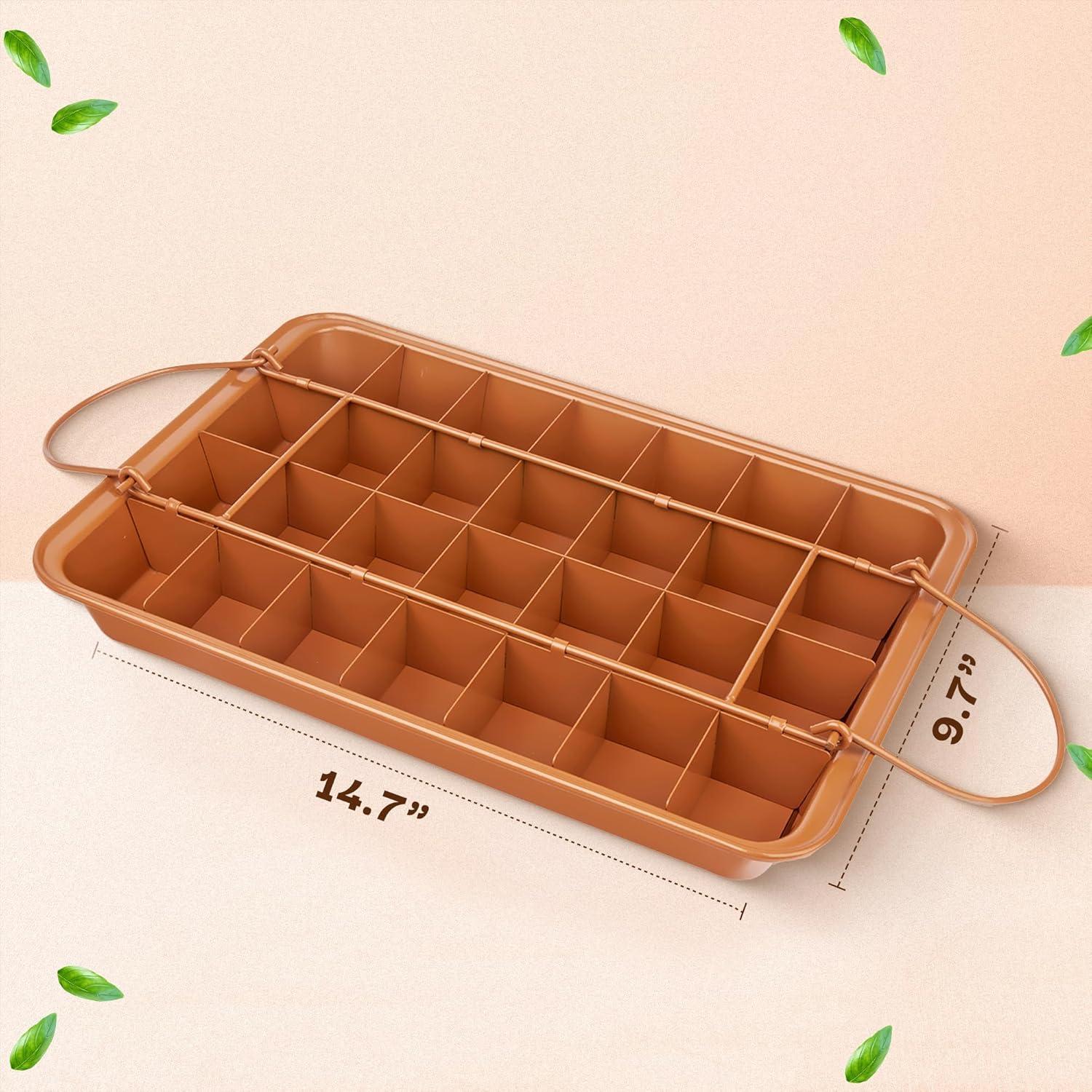 Anadea 2 In 1 Cake Pan + Brownie Baking Tray With 24 Pre-Cut Molds, Non-Toxic Oven/Dishwasher Safe