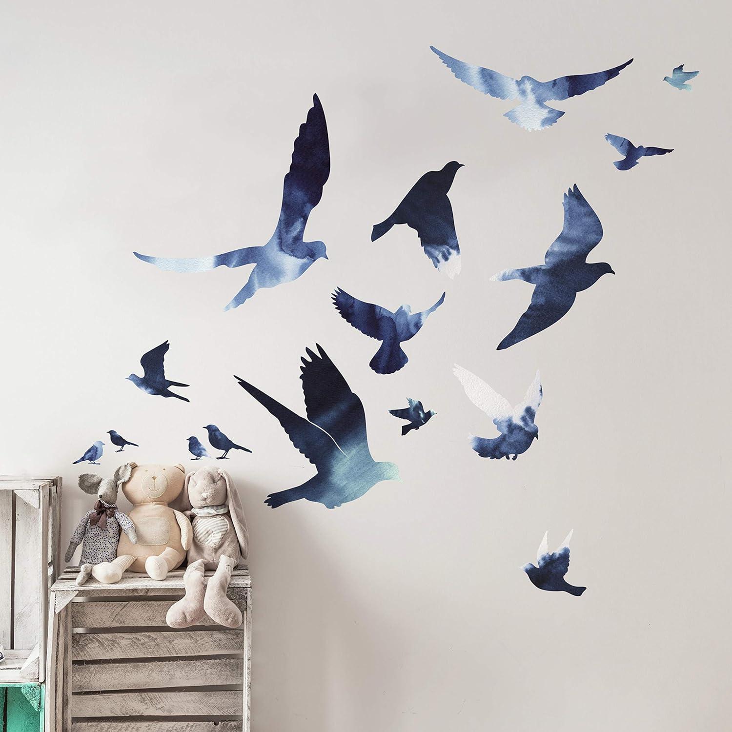 Birds in Flight Peel and Stick Giant Wall Decal - RoomMates: Transformative Vinyl Art, Easy to Reposition