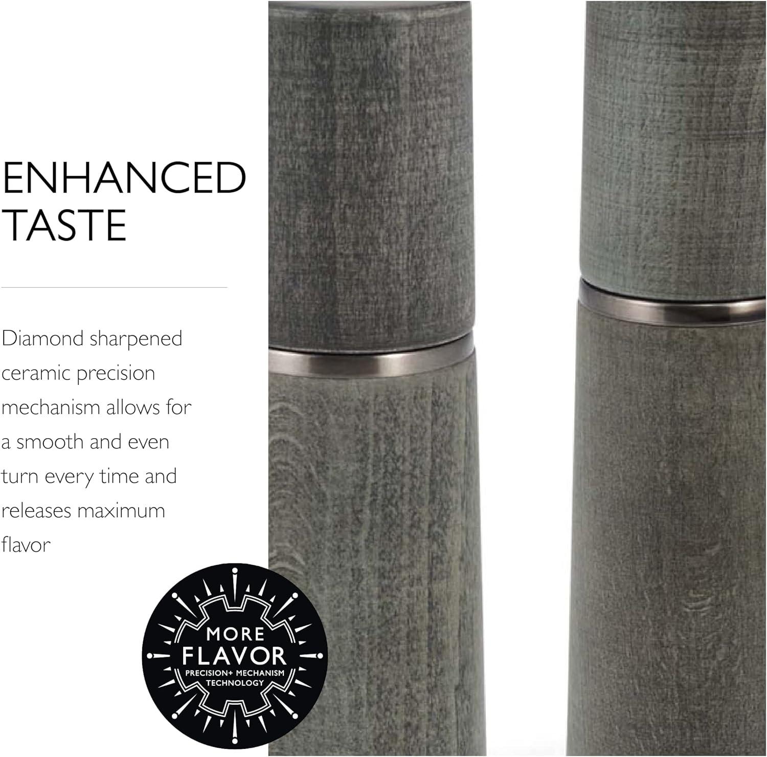 Gray Beechwood Electric Salt and Pepper Grinder Set