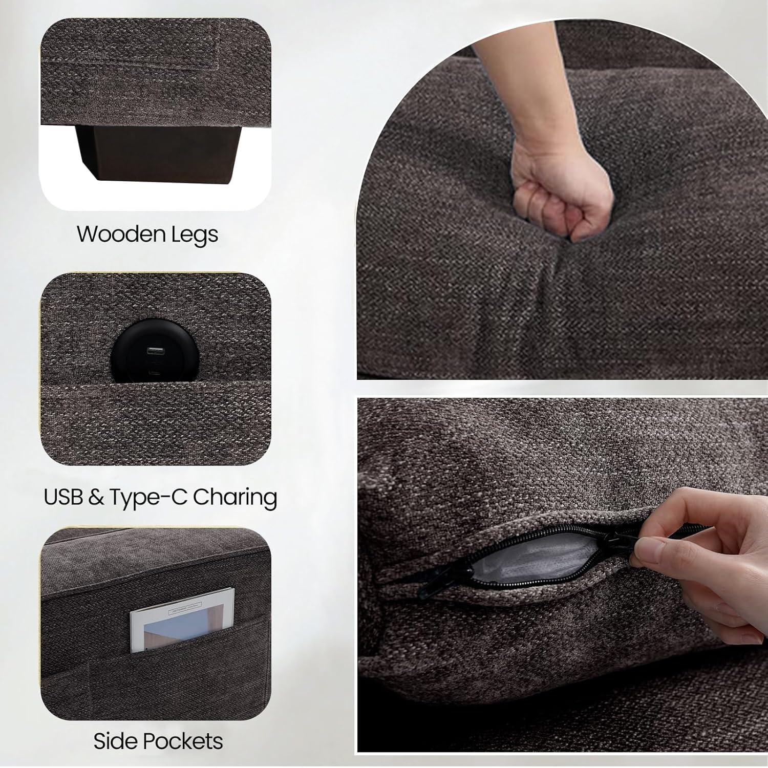 Latitude Run® Upholstered Sofa with Removable Covers & Seat Storage