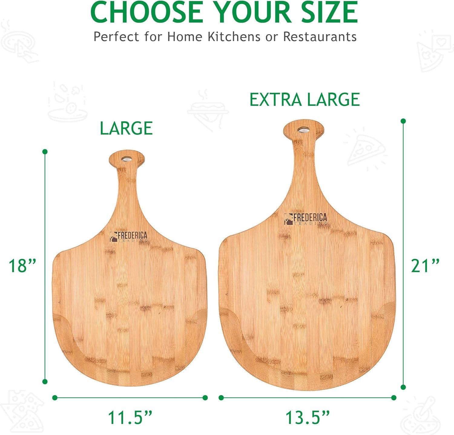 Extra Large Natural Bamboo Pizza Peel Paddle and Cutting Board