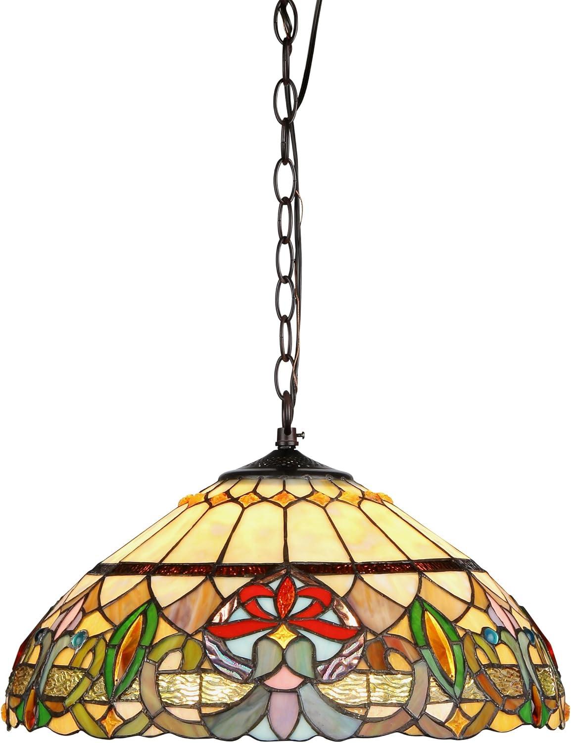 CHLOE Hester Tiffany-style 2 Light Victorian Ceiling Pendant Fixture 18" Shade