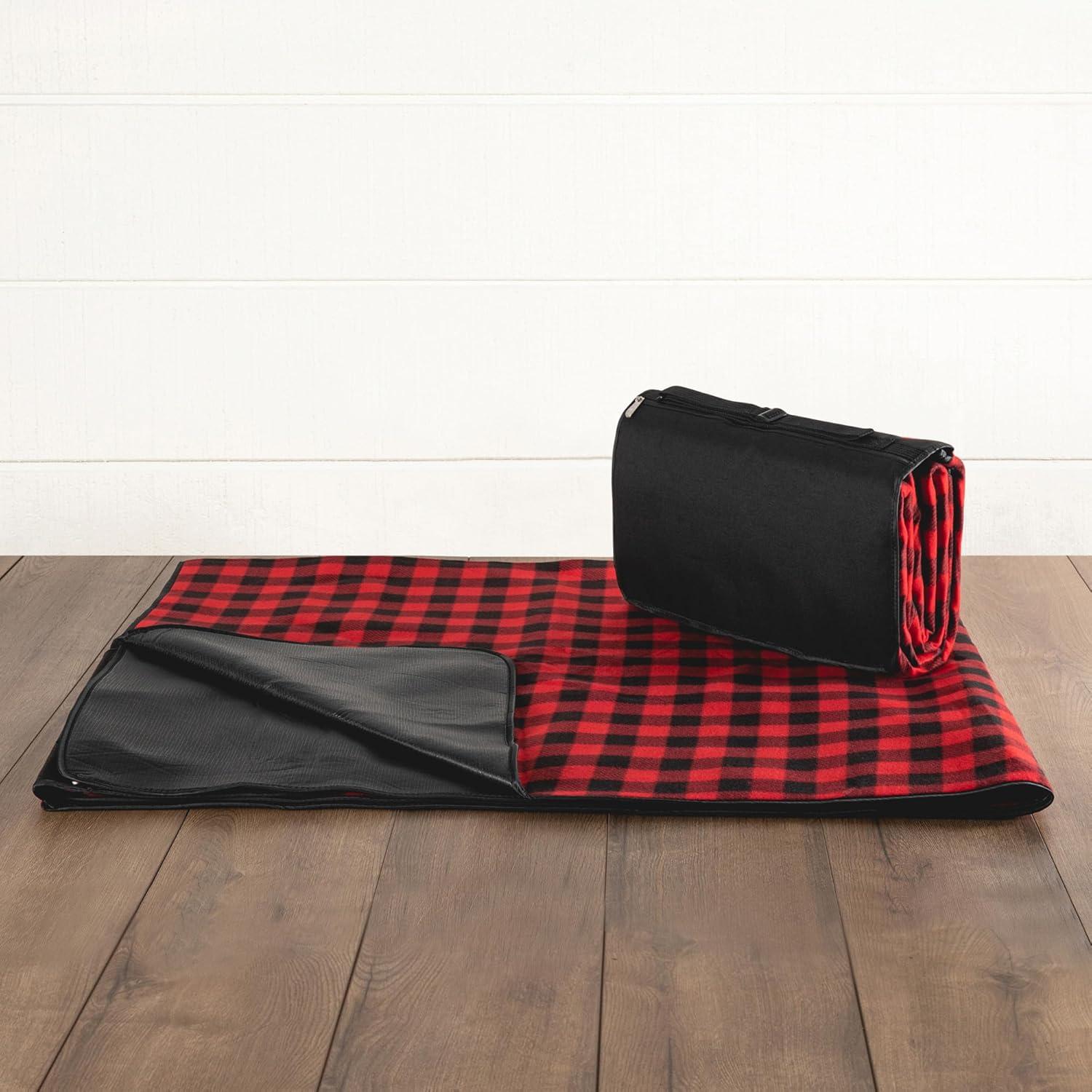 Picnic Time Blanket Tote XL Outdoor Picnic Blanket - Red/Black Buffalo Check