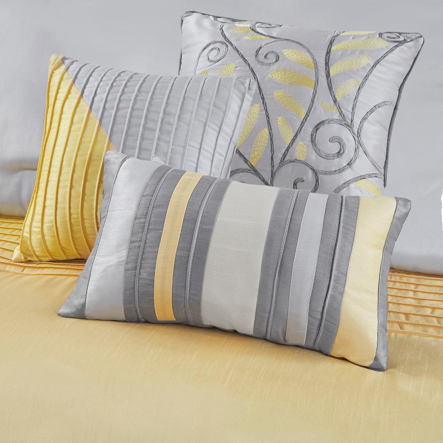 Amherst 7 Piece Striped and Pleated Comforter Set