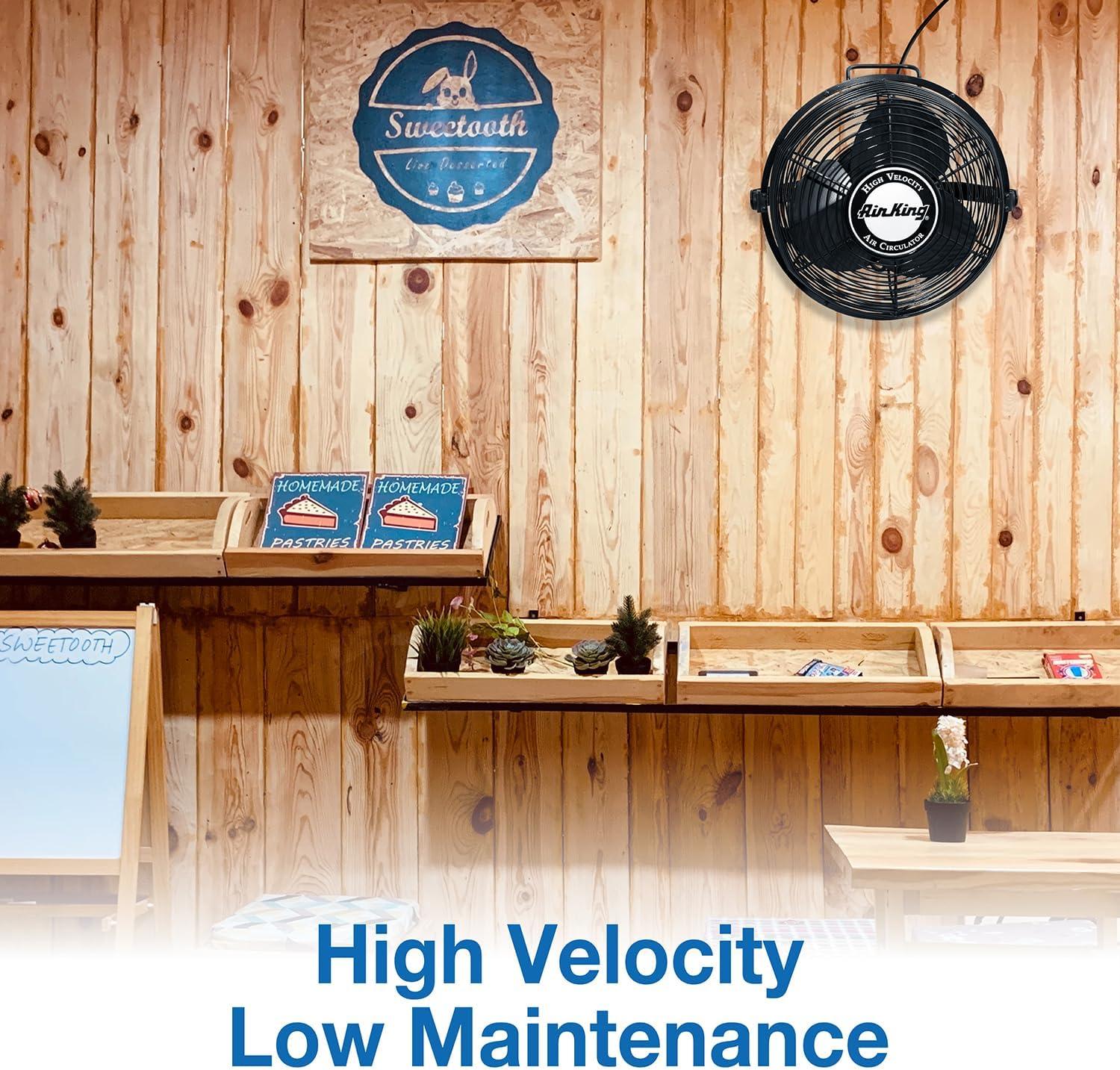 Air King 9312 Powder-Coated Steel Multi-Mount Wall Fan, Black