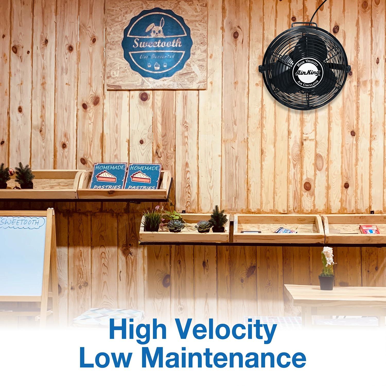 Air King 9312 Powder-Coated Steel Multi-Mount Wall Fan, Black