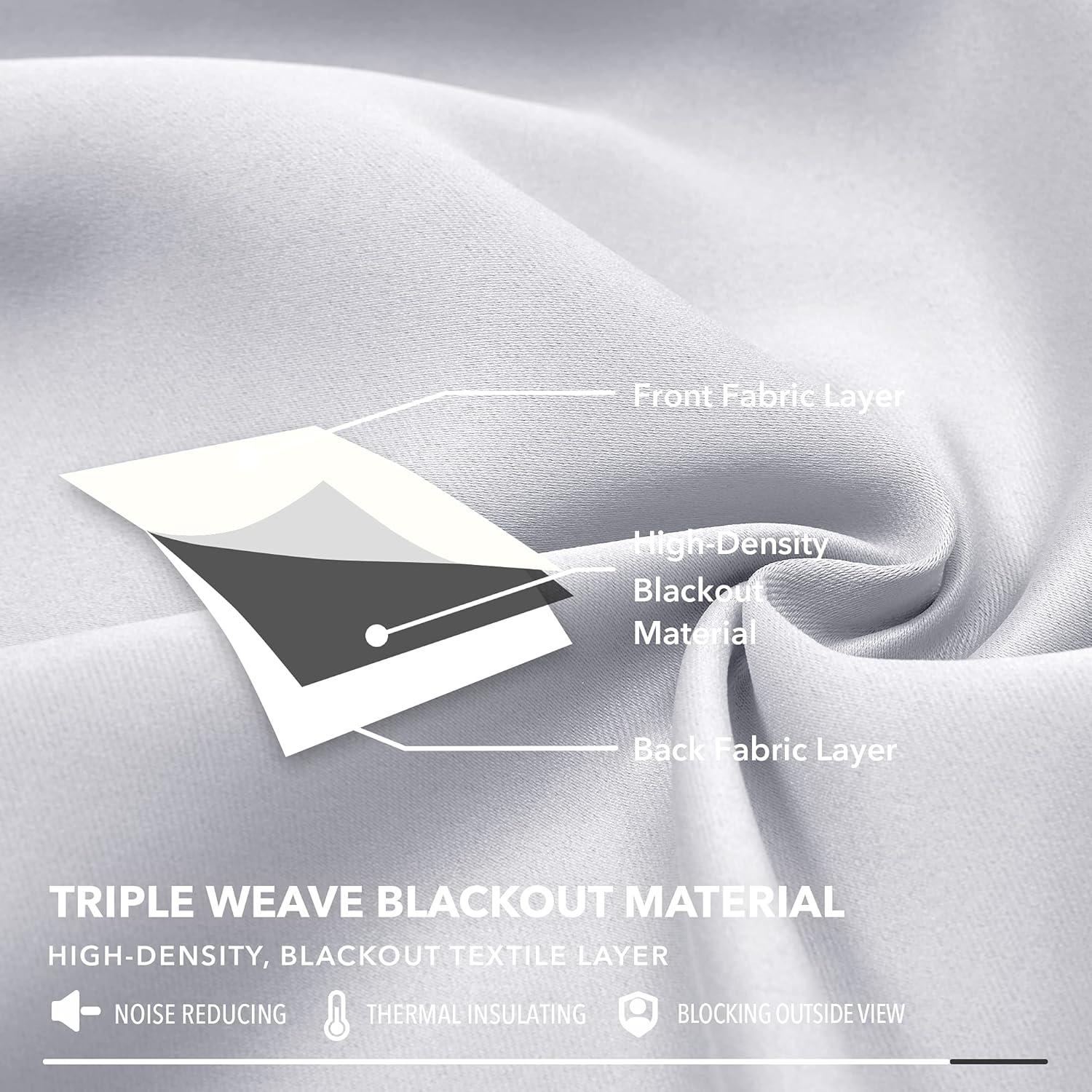 Deconovo White Blackout Curtains for Bedroom - Grommet Thermal Insulated Room Darkening Curtains, 2 Panels