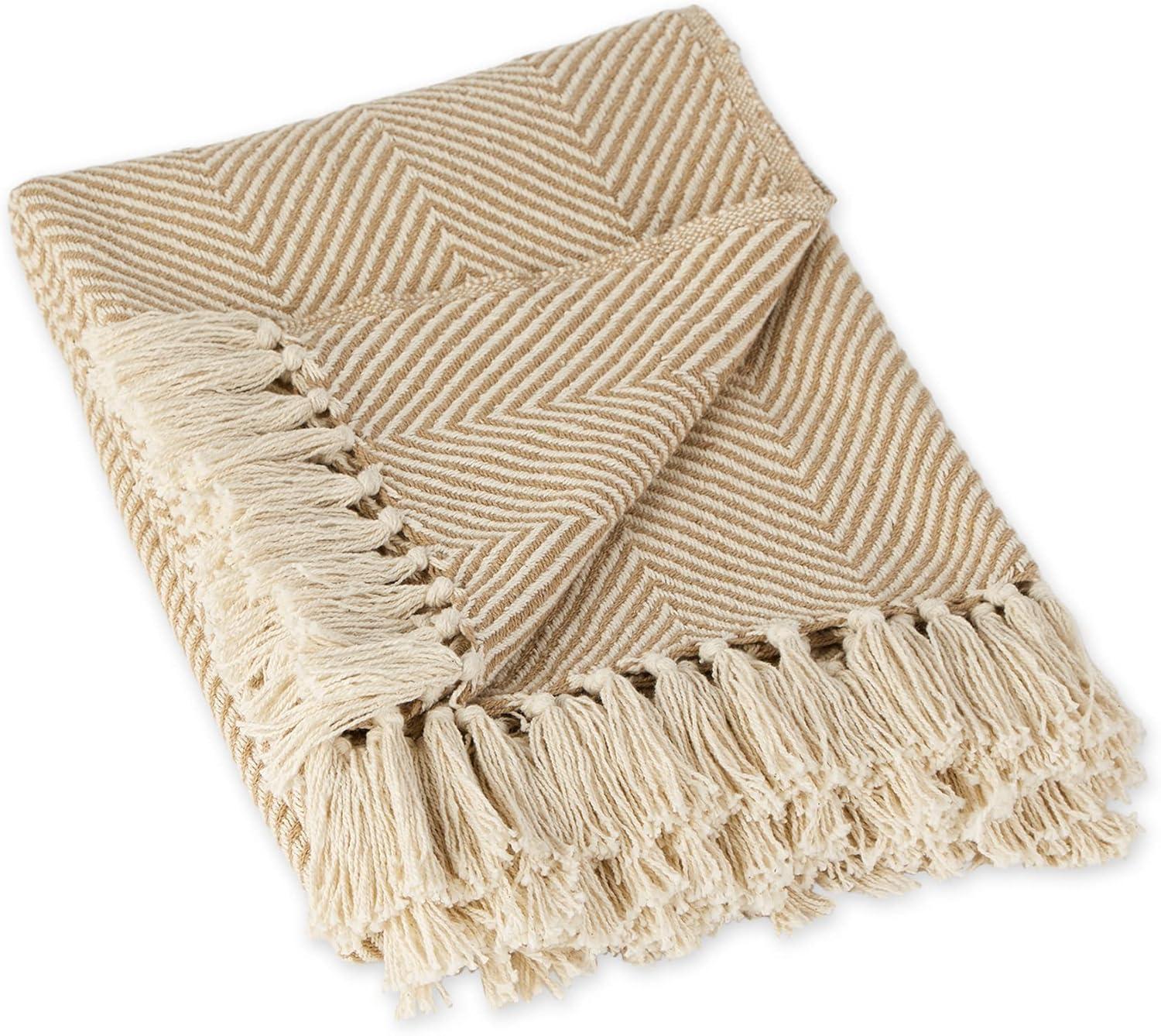 Reversible Stone Urban Chevron Fleece & Cotton Throw Blanket