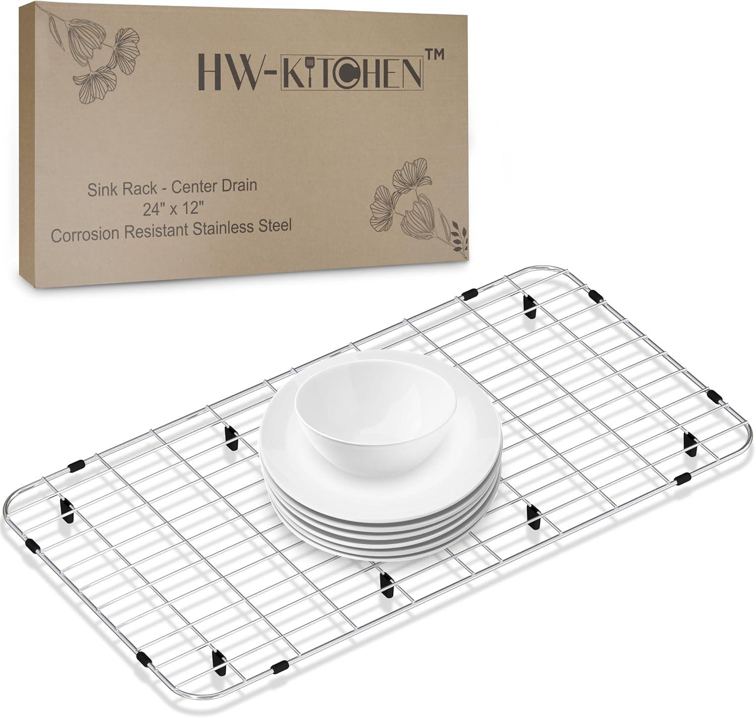 24" x 12" Sink Protector for Kitchen Sink - Stainless Steel Kitchen Sink Rack for Bottom for Sink - Sink Mat - Sink Drying Rack - Kitchen sink protector - Farm Sink Rack for Bottom of Sink