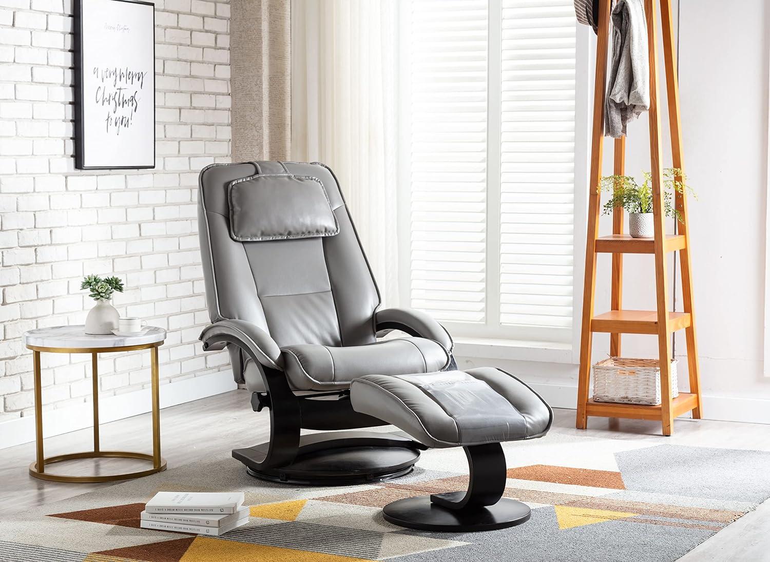 Relax-R Faux Leather Swivel Recliner with Ottoman