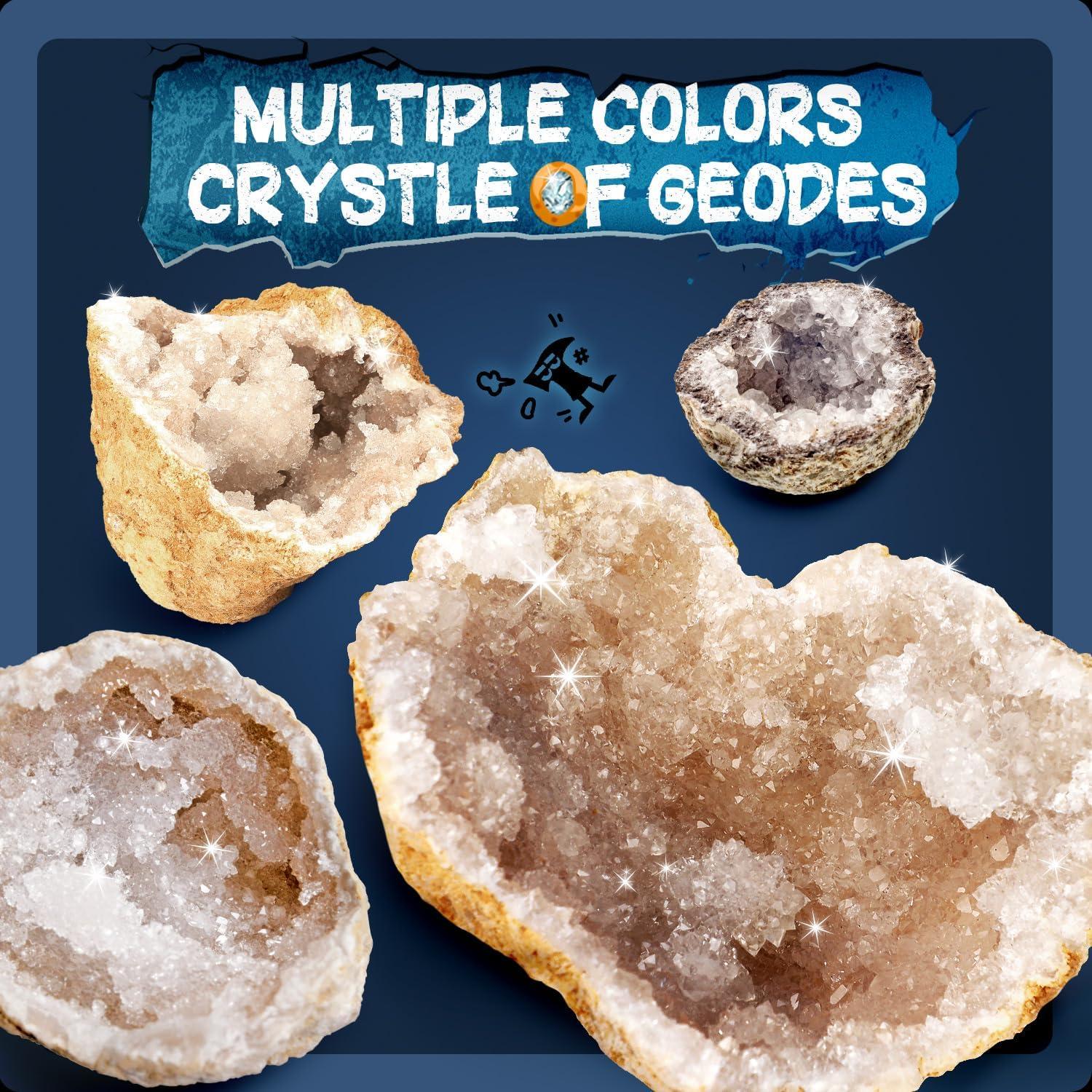 Eduman Geodes Kit, Break Open 10 Geodes, STEM Educational Geology Toys Science Kit ,Gift for Child Age 6+