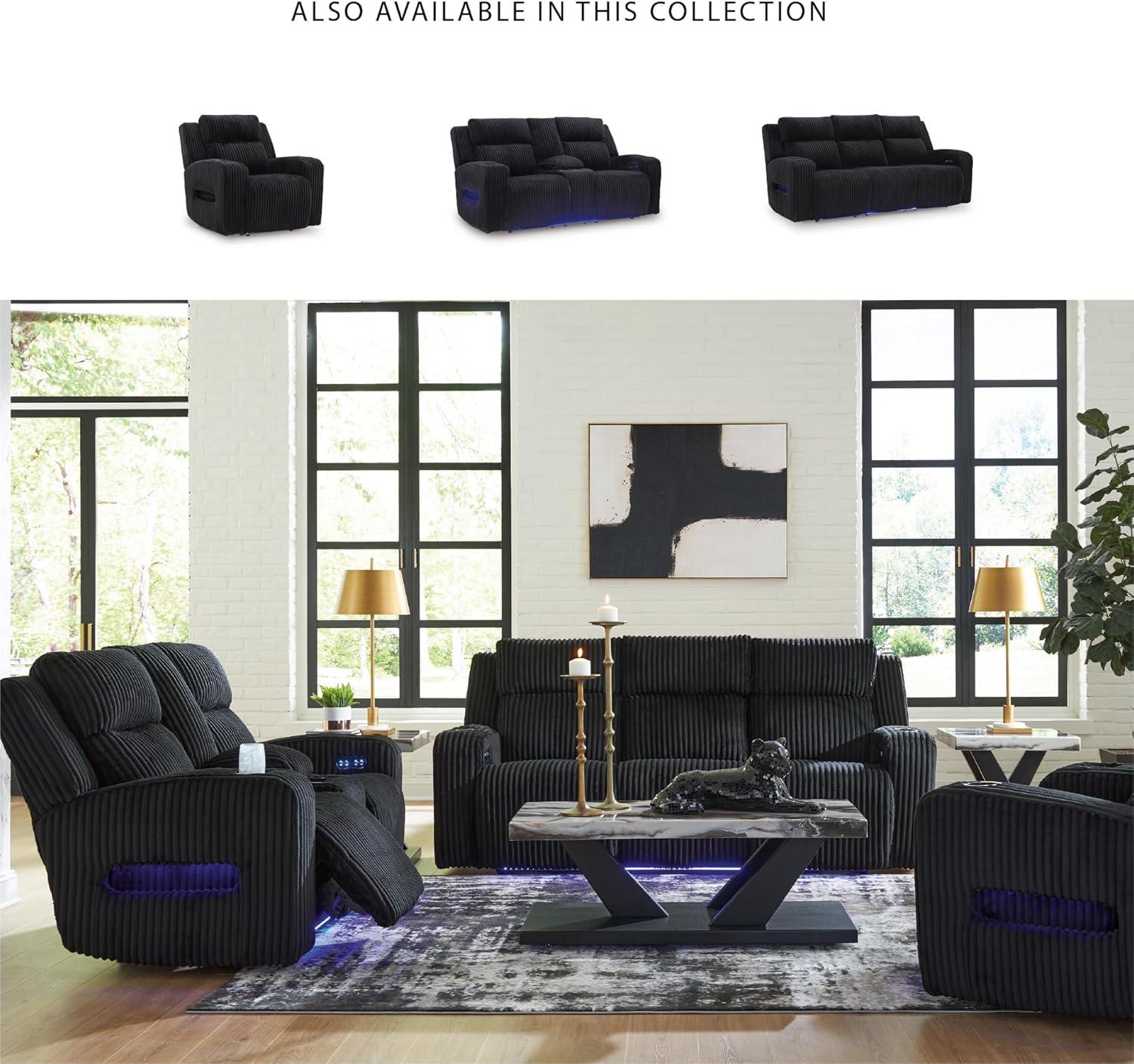 Signature Design by Ashley The Man-Den Leather Power Recliner in Gray