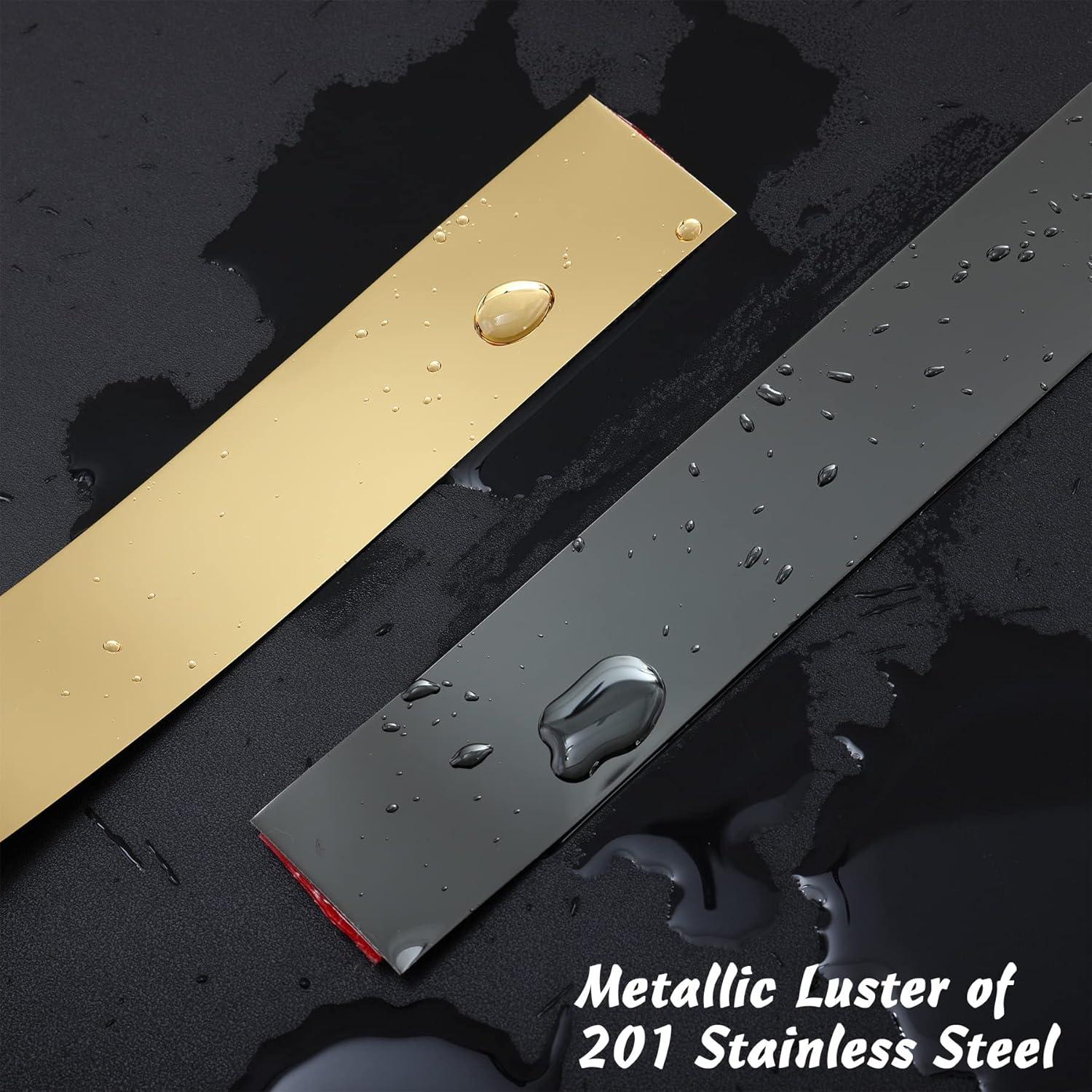 Stainless Steel Wall Molding Trim Peel and Stick, Flexible Self-Adhesive Metal Trim for Ceiling, Mirror Frame and More, Mirror-Like Finish Metallized Silver