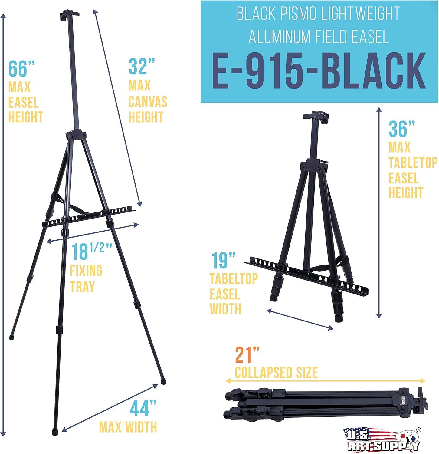 Pismo 66" Black Aluminum Adjustable Tripod Artist Easel