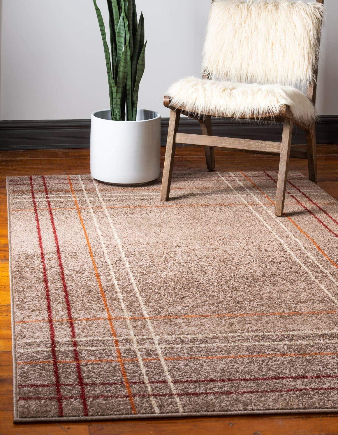 Unique Loom Autumn Collection Area Rug - Heritage (5' 1" x 8' Rectangle Light Brown/Burgundy)