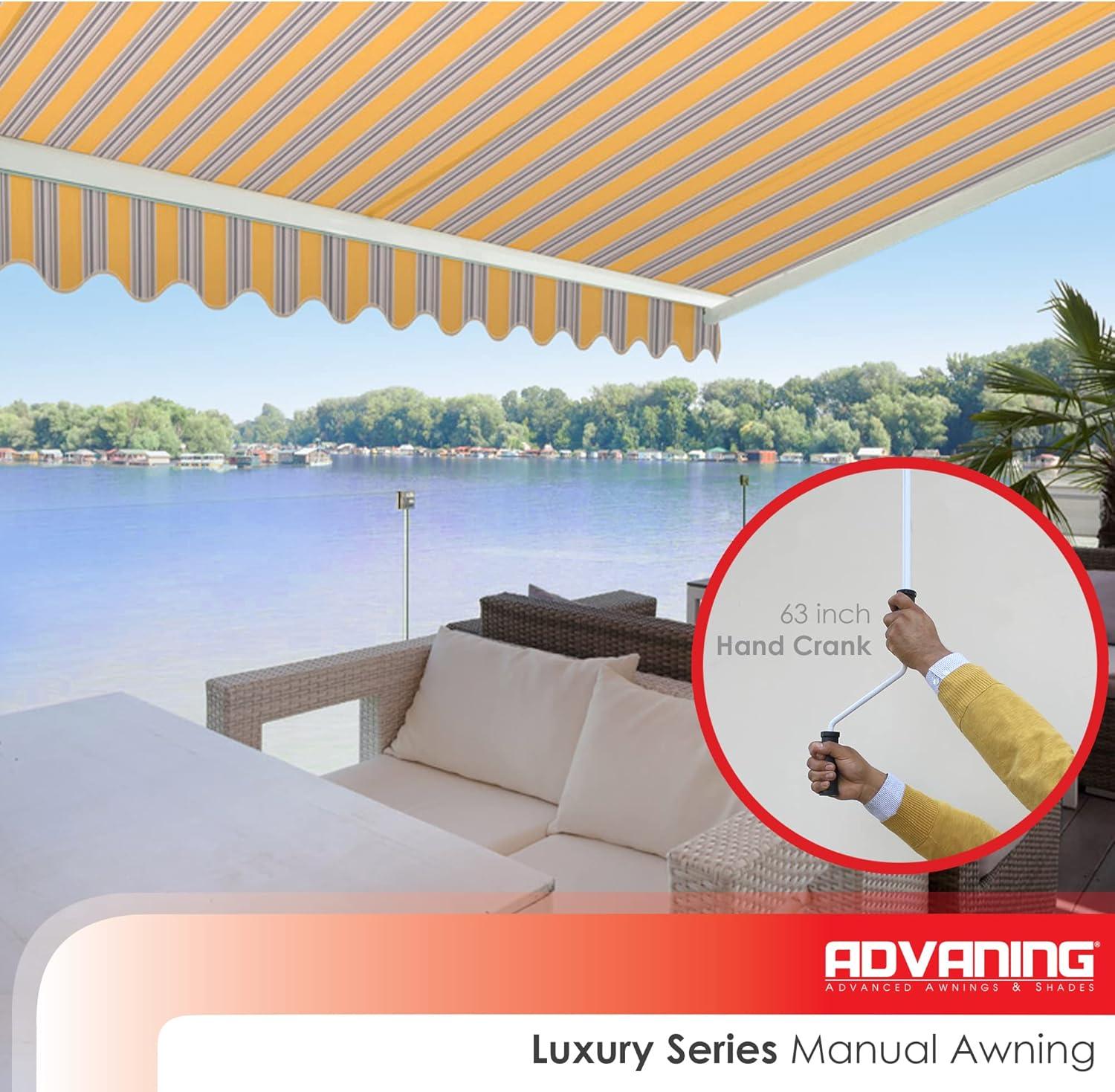 Advaning 10.5'' Fabric, Metal Cover Retractable Patio Awning