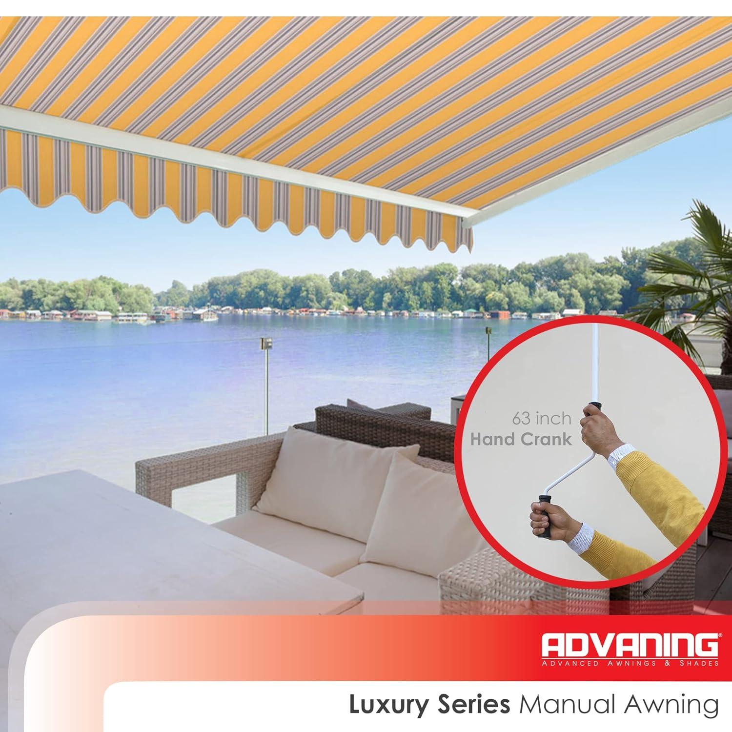 Advaning 10.5'' Fabric, Metal Cover Retractable Patio Awning