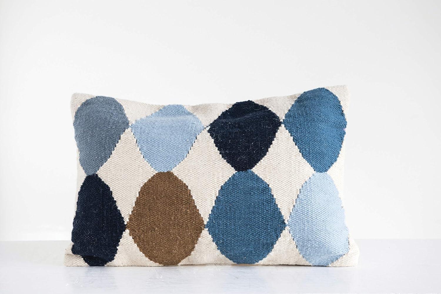 Storied Home Woven Wool Blend Pattern Lumbar Pillow, Multicolor