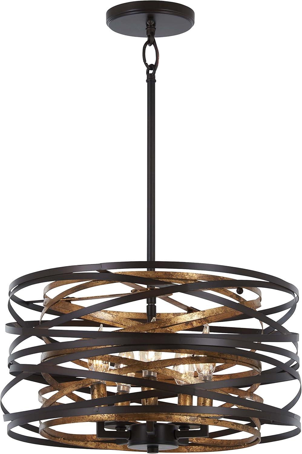 Minka Lavery Dark Bronze Mosaic Gold Pendant Chandelier 16" Wide Modern 5-Light Fixture for Dining Room House Foyer Kitchen Home