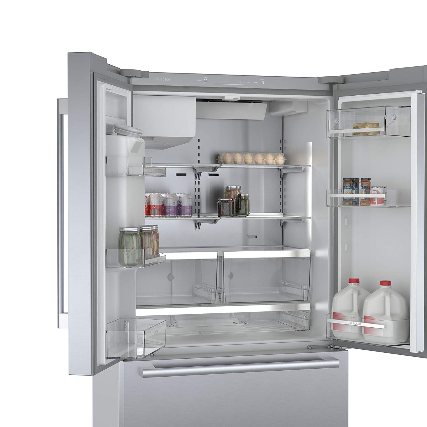 Bosch - 500 Series 36-Inch Smart French Door Standard-Depth Refrigerator With Quickicepro, Anti-Fingerprint, External Water & Ice, Home Connect