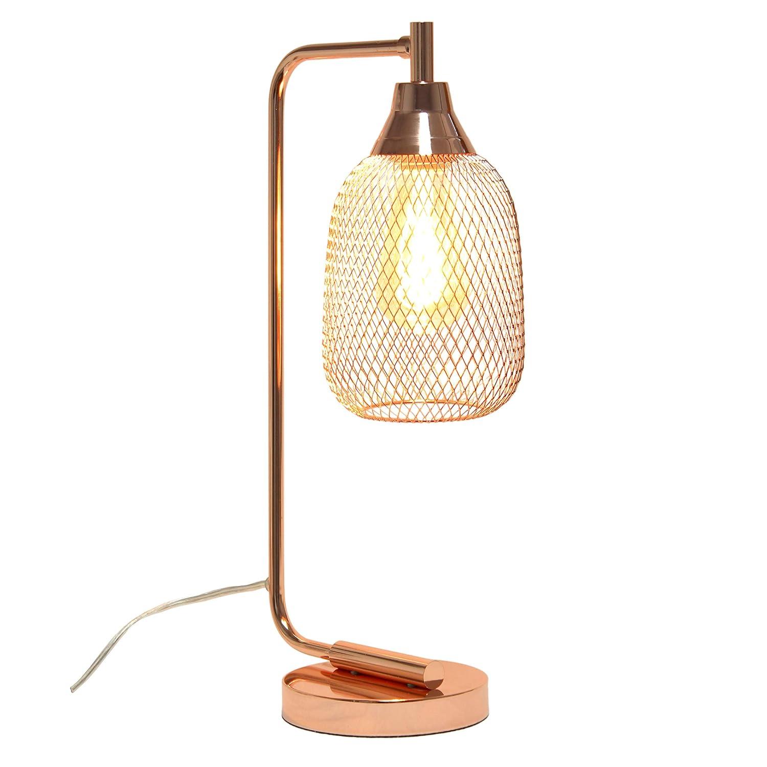 Lalia Home 19" Industrial Mesh Desk Lamp, Rose Gold
