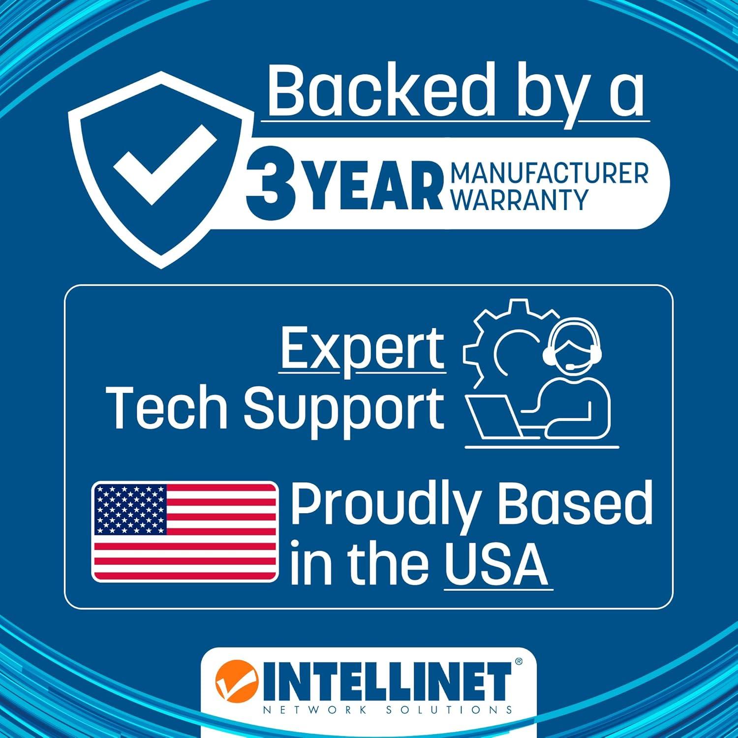 Intellinet 24-Port Web-Managed Gigabit Ethernet Switch with 2 SFP Ports | Fanless | VLAN, SNMP, 802.1X | NDAA