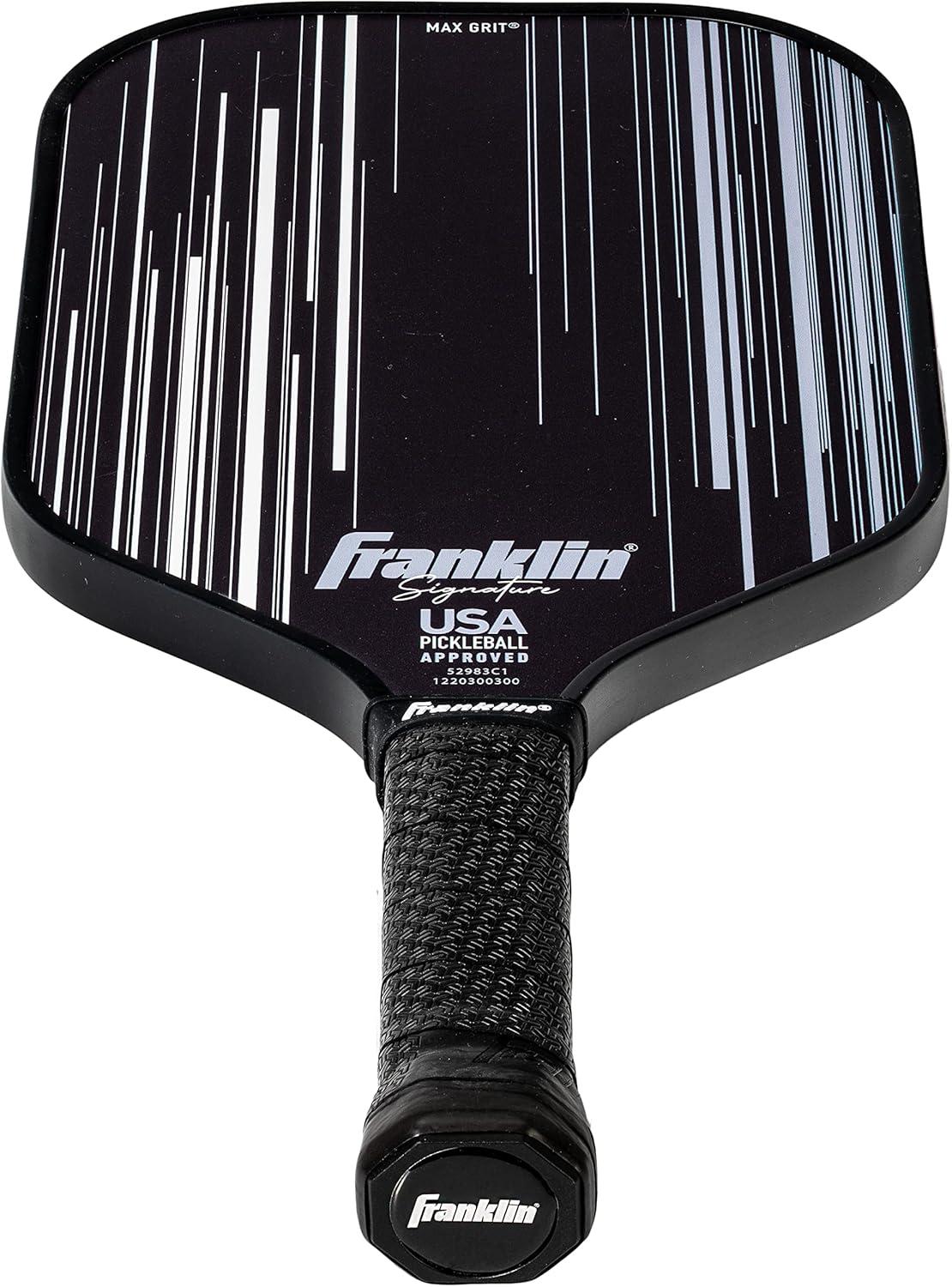 Franklin Sports Pro Pickleball Paddles - Signature Series Pro Pickleball Paddle with MaxGrit Surface - USA Pickleball (USAPA) Approved Tournament Pickleball Paddle - 13mm Polypropylene Core - Black