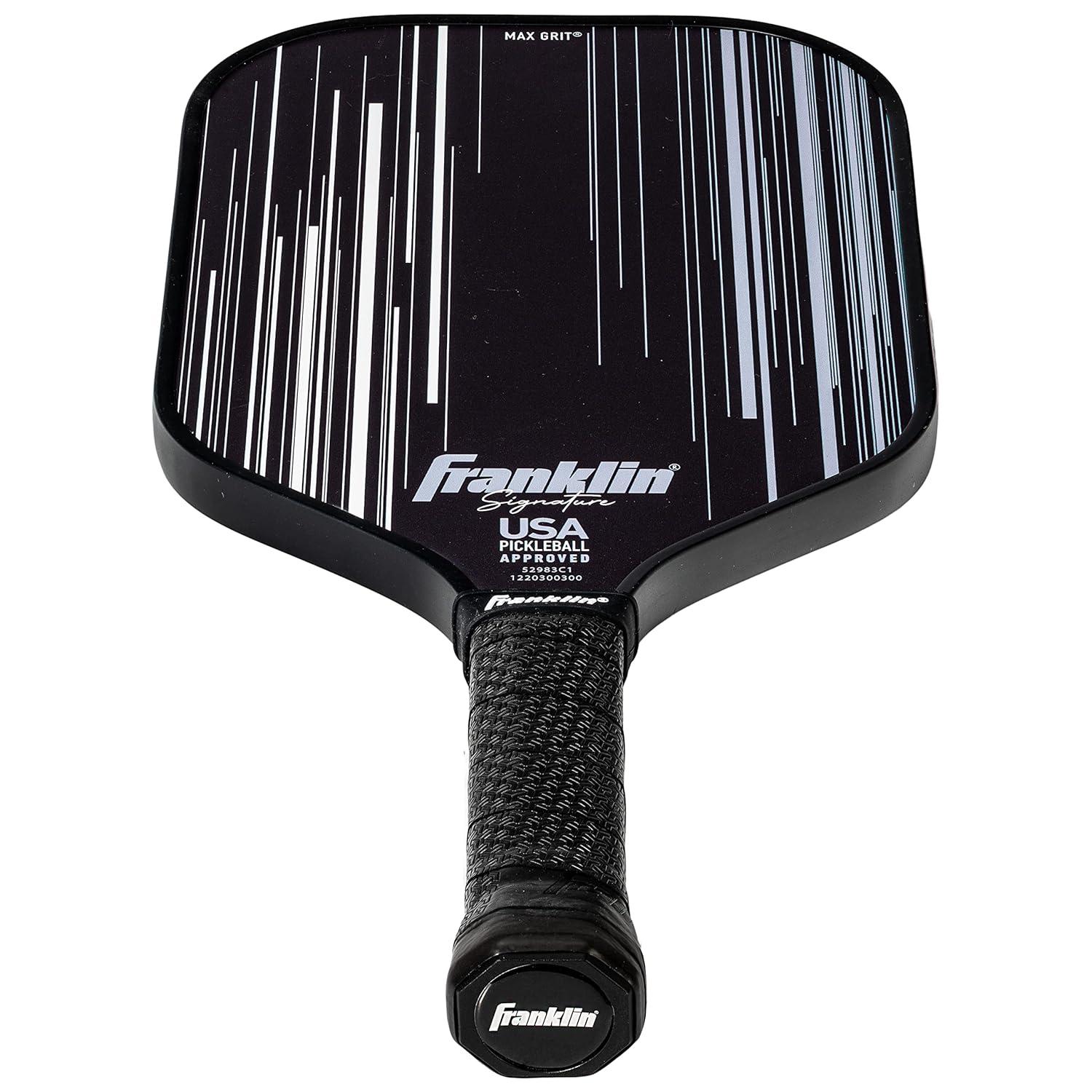 Franklin Sports Pro Pickleball Paddles - Signature Series Pro Pickleball Paddle with MaxGrit Surface - USA Pickleball (USAPA) Approved Tournament Pickleball Paddle - 13mm Polypropylene Core - Black