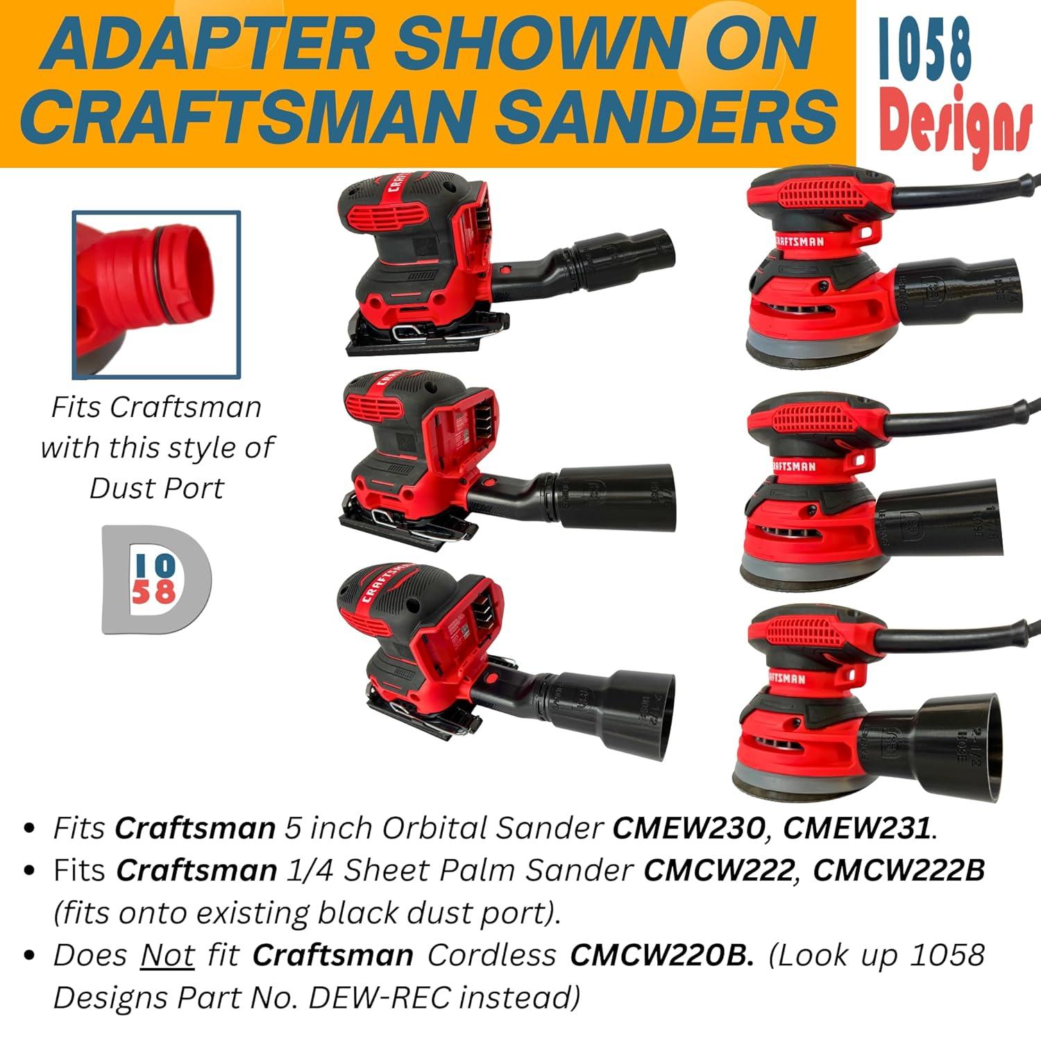 Vacuum Adapter for Dewalt or Craftsman Sanders - Dust Collection - Galactic Gadgets 1-1/4in - Black