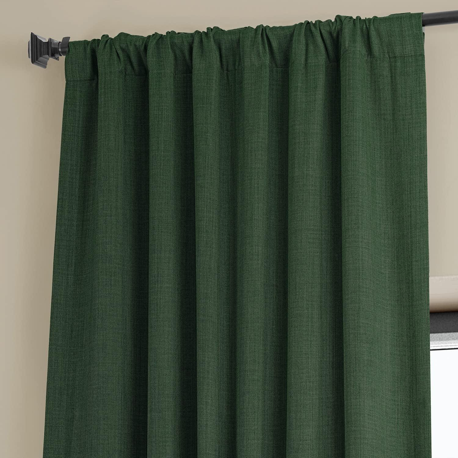 HPD Half Price Drapes Key Green Faux Linen Room Darkening Curtains for Bedroom & Living Room Curtains (1 Panel), Door & Window Curtains 84 inches long, Rod Pocket Curtains & Drapes, 50W X 84L