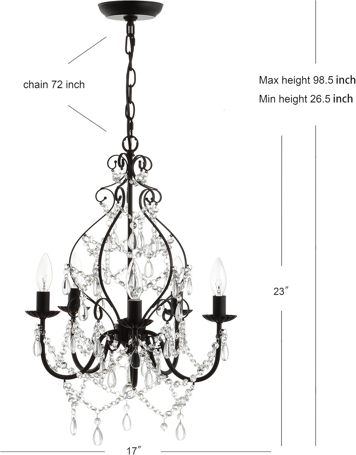 Maura 5-Light 17" Crystal/Metal LED Chandelier, Black