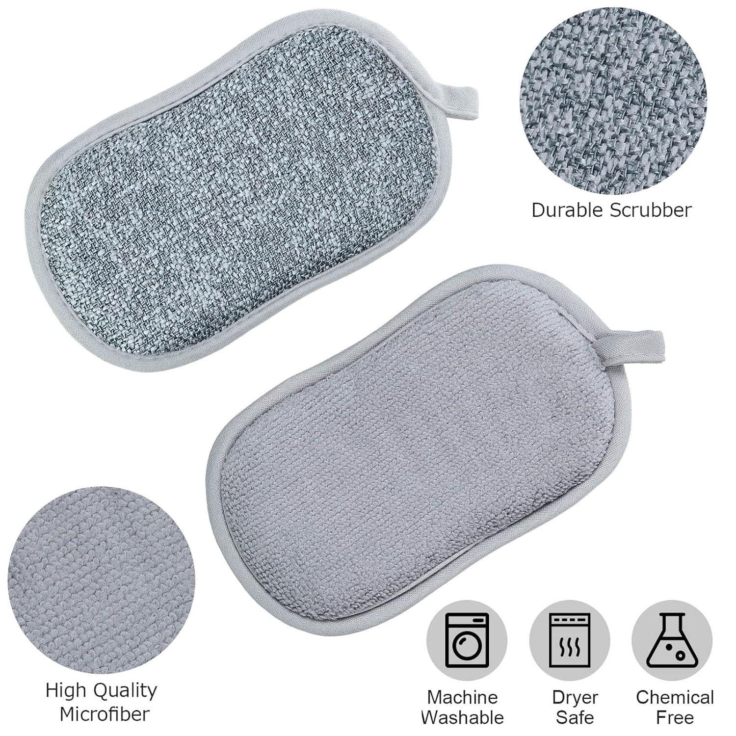 24 Pack Multi Purpose Scrub Sponges Non Scratch Microfiber Sponge Cleaning Dish Scrubber Reusable Dish Sponges for Washing Dishes Along with Heavy Duty Scouring Power (Blue)