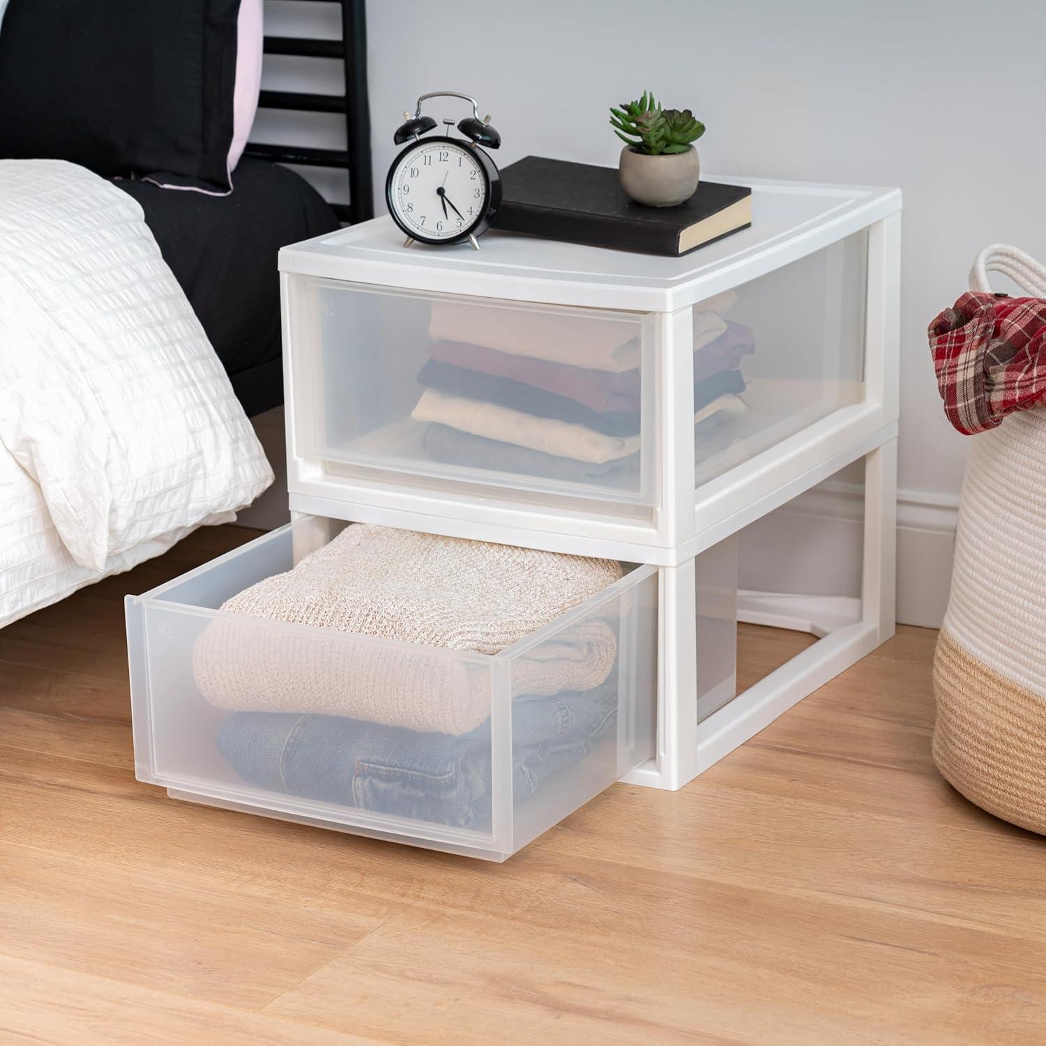 IRIS USA Stackable Modular Plastic Storage Drawers