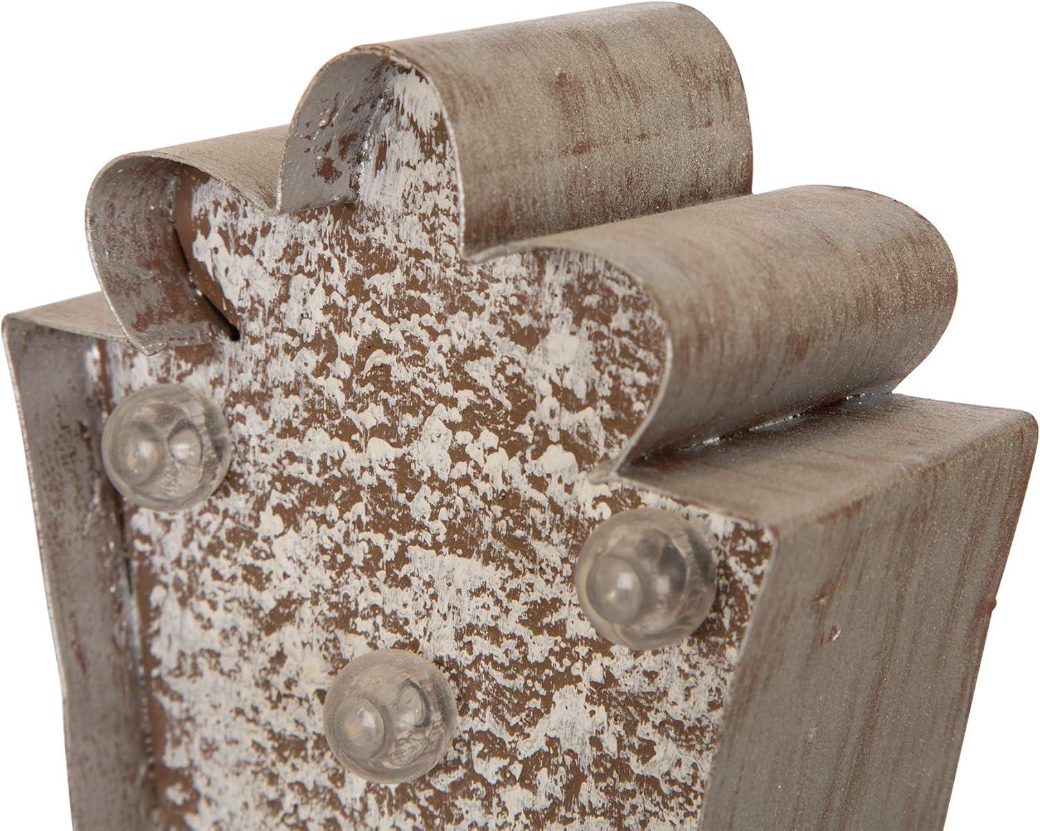 Glitzhome 6.75" H LED Light Gingerbread House Christmas Stocking Holder,Metal Xmas Hanging Hooks Stocking Hanger Battery Operated Stocking Holders for Fireplace Mantle Seasonal Decor